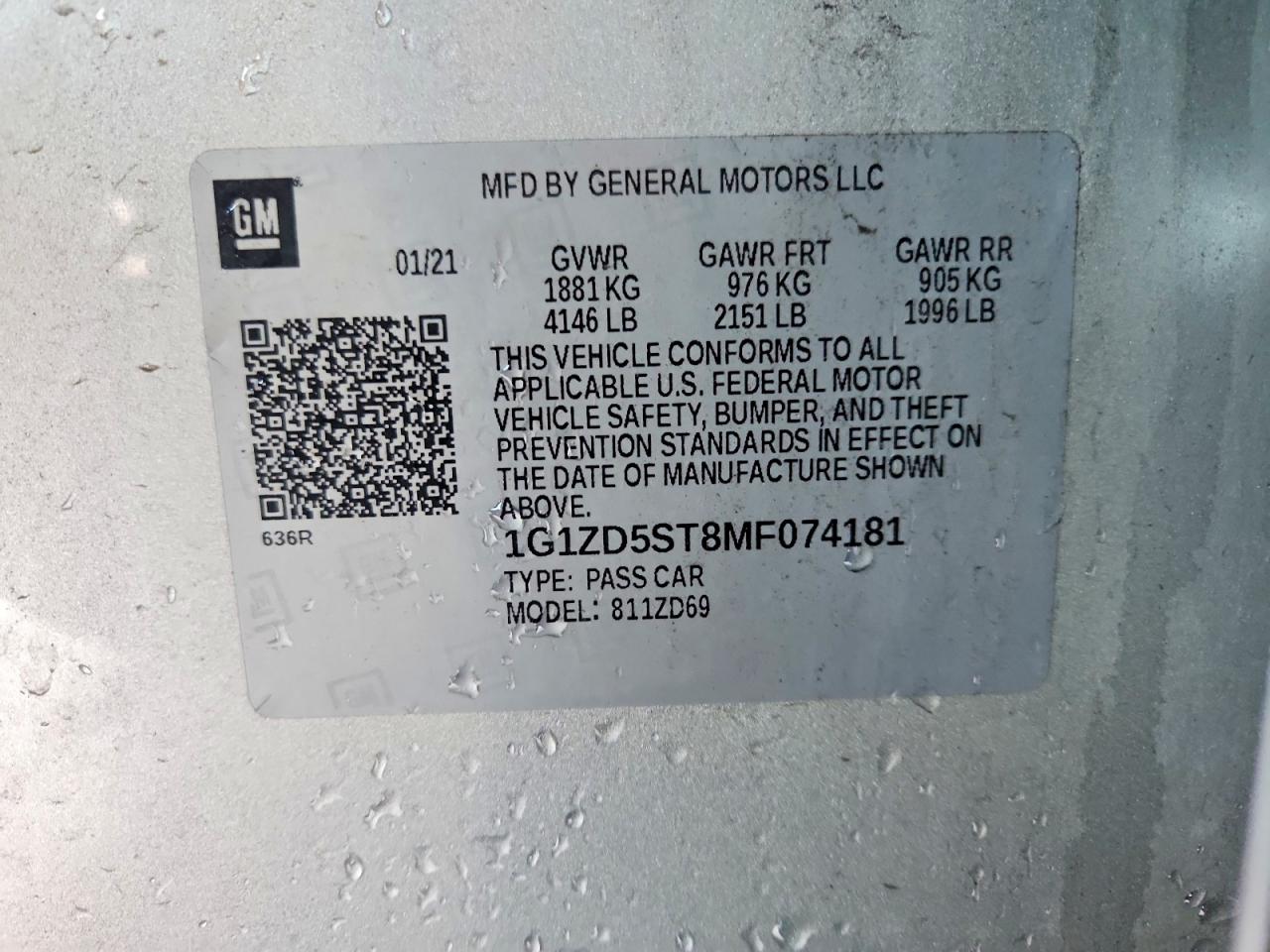 2021 Chevrolet Malibu Lt Silver vin: 1G1ZD5ST8MF074181