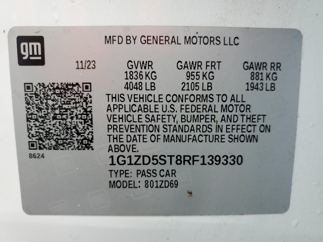 2024 Chevrolet Malibu Lt   White vin: 1G1ZD5ST8RF139330