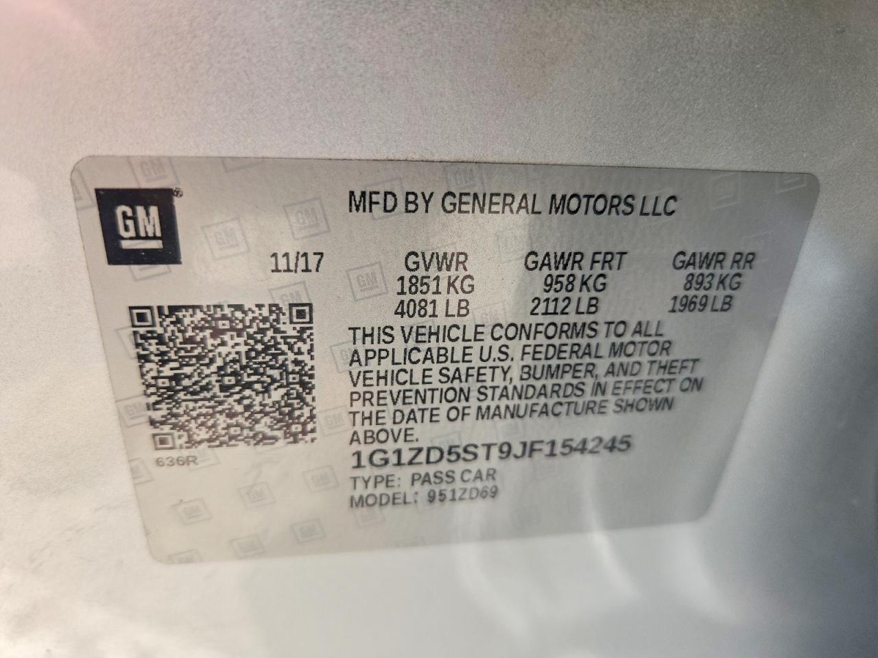 2018 Chevrolet Malibu Lt Gray vin: 1G1ZD5ST9JF154245