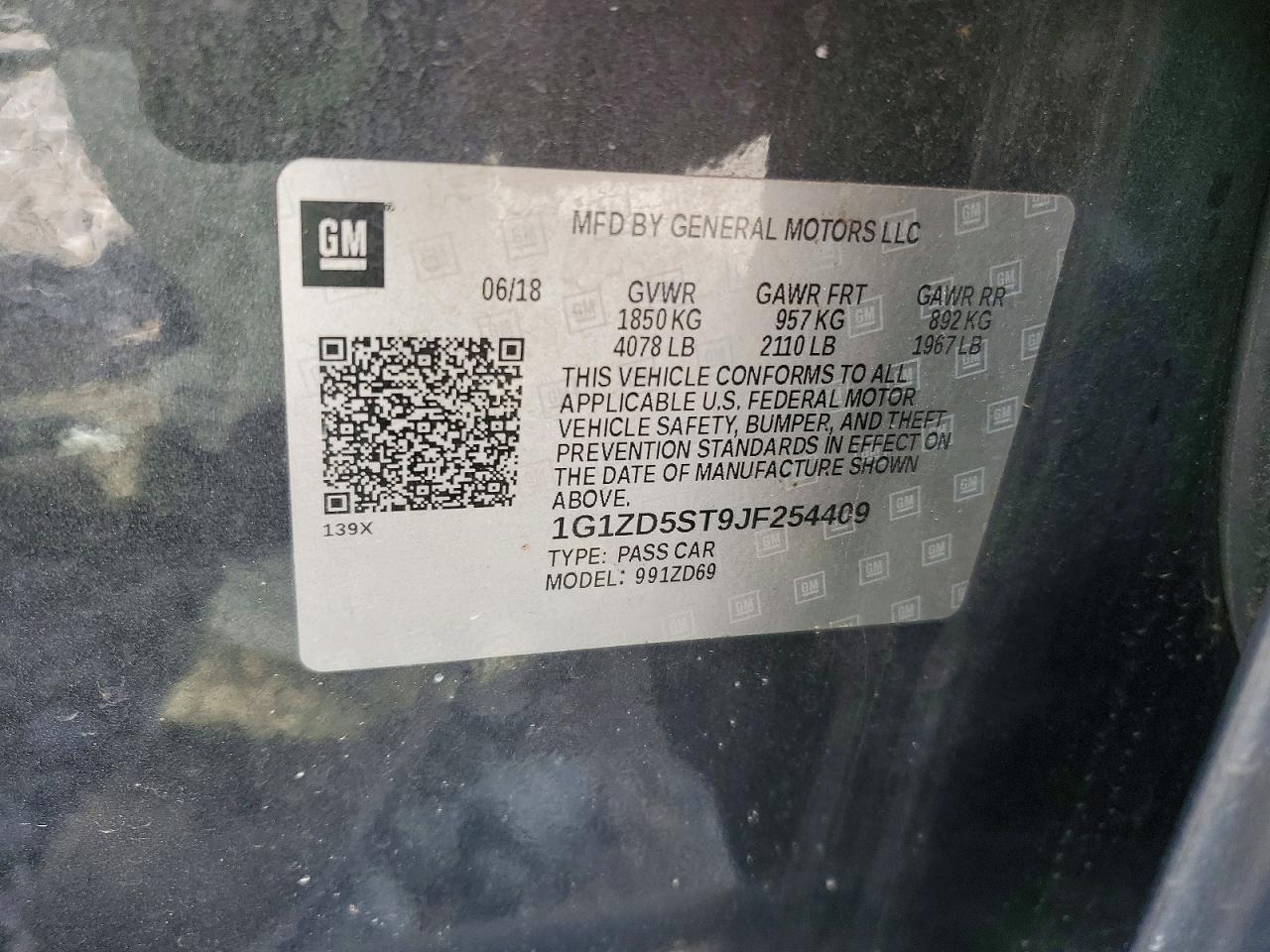 2018 Chevrolet Malibu Lt Серый vin: 1G1ZD5ST9JF254409