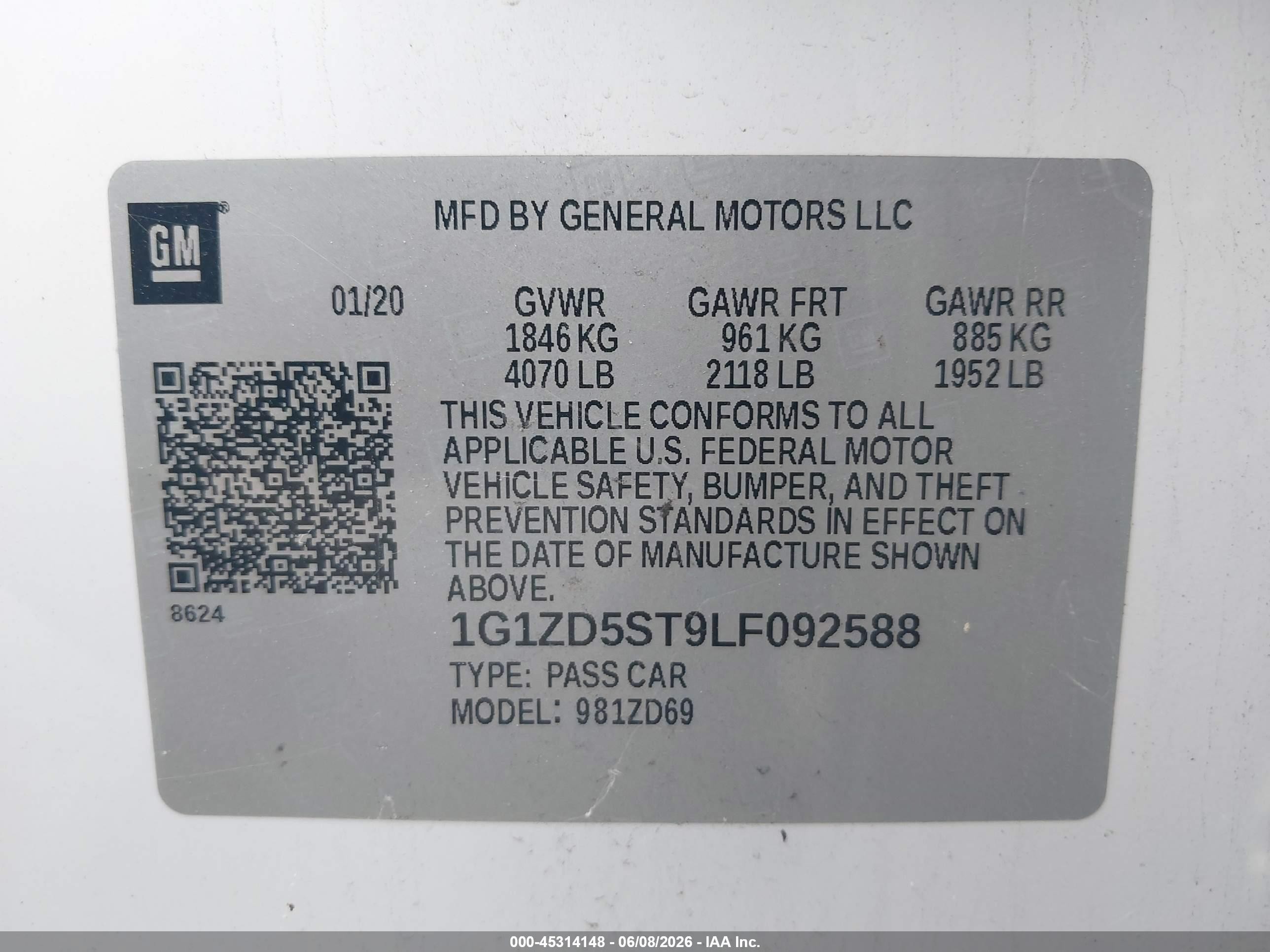 2020 Chevrolet Malibu Fwd Lt White vin: 1G1ZD5ST9LF092588