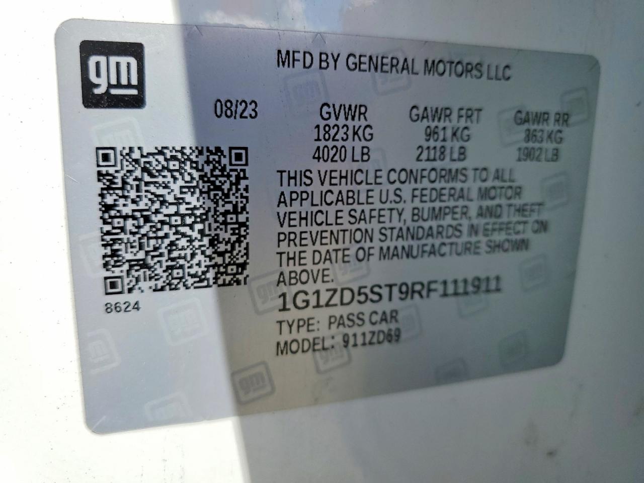 2024 Chevrolet Malibu Lt Белый vin: 1G1ZD5ST9RF111911