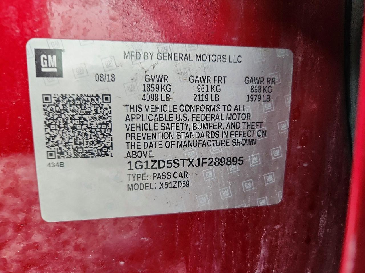 2018 Chevrolet Malibu Lt Красный vin: 1G1ZD5STXJF289895
