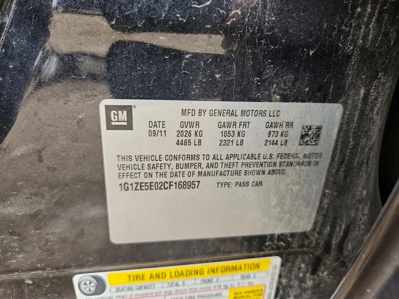 2012 Chevrolet Malibu Ltz Charcoal vin: 1G1ZE5E02CF168957