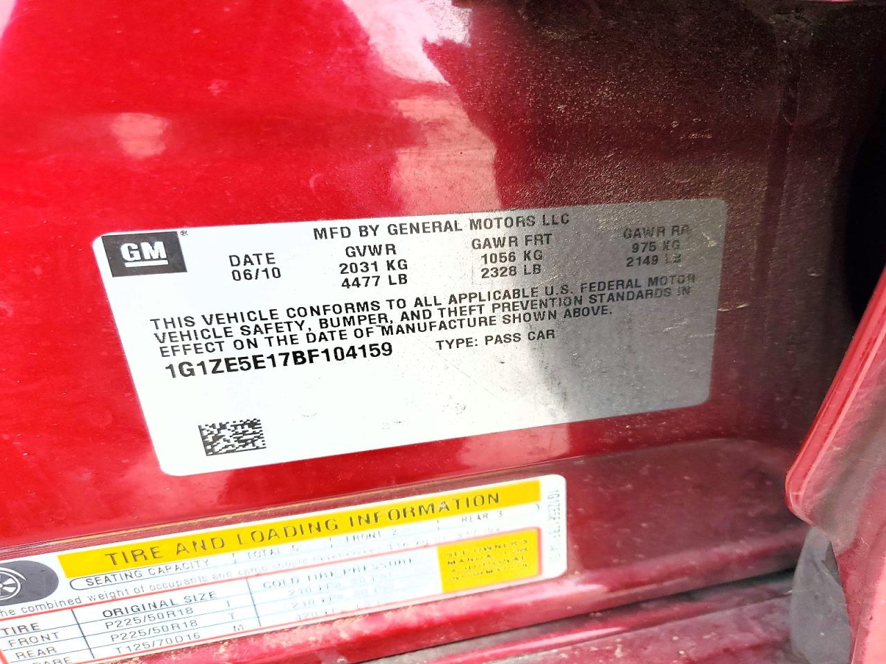 2011 Chevrolet Malibu Ltz Burgundy vin: 1G1ZE5E17BF104159