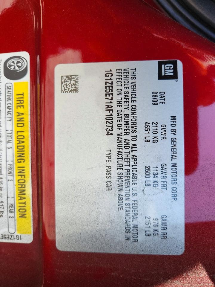 2010 Chevrolet Malibu Ltz Red vin: 1G1ZE5E71AF102734