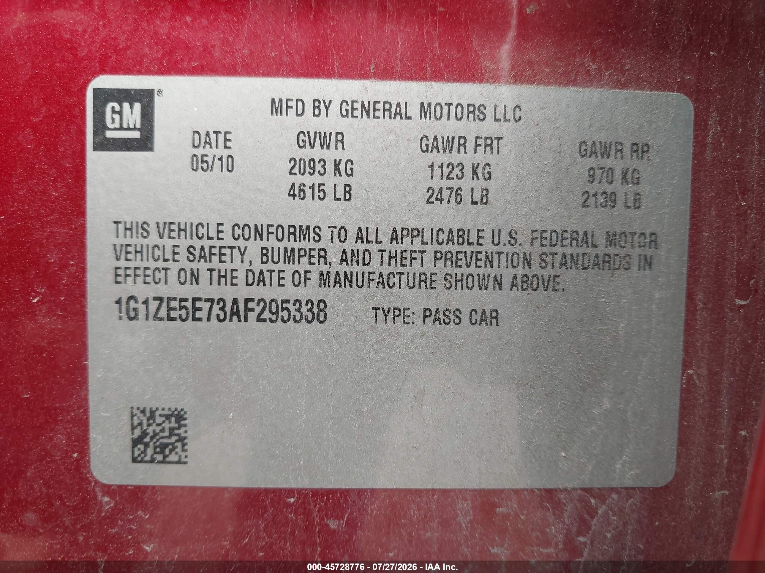 2010 Chevrolet Malibu Ltz Красный vin: 1G1ZE5E73AF295338