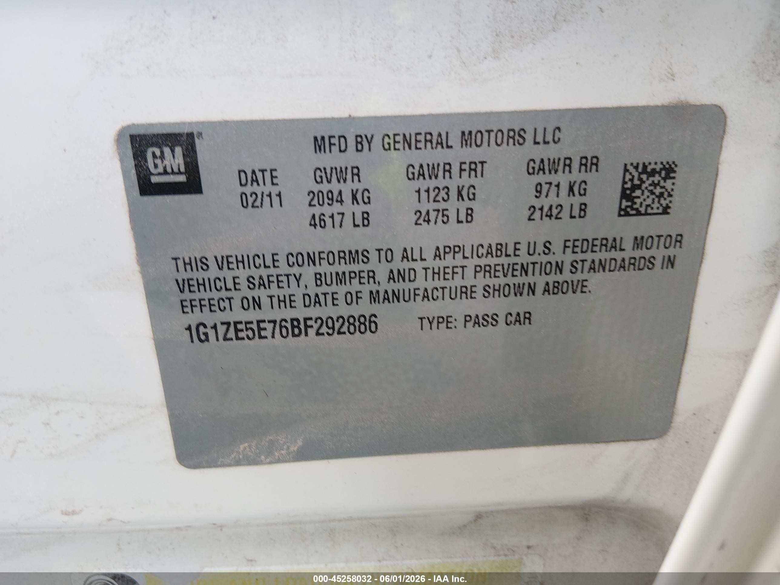 2011 Chevrolet Malibu Ltz White vin: 1G1ZE5E76BF292886