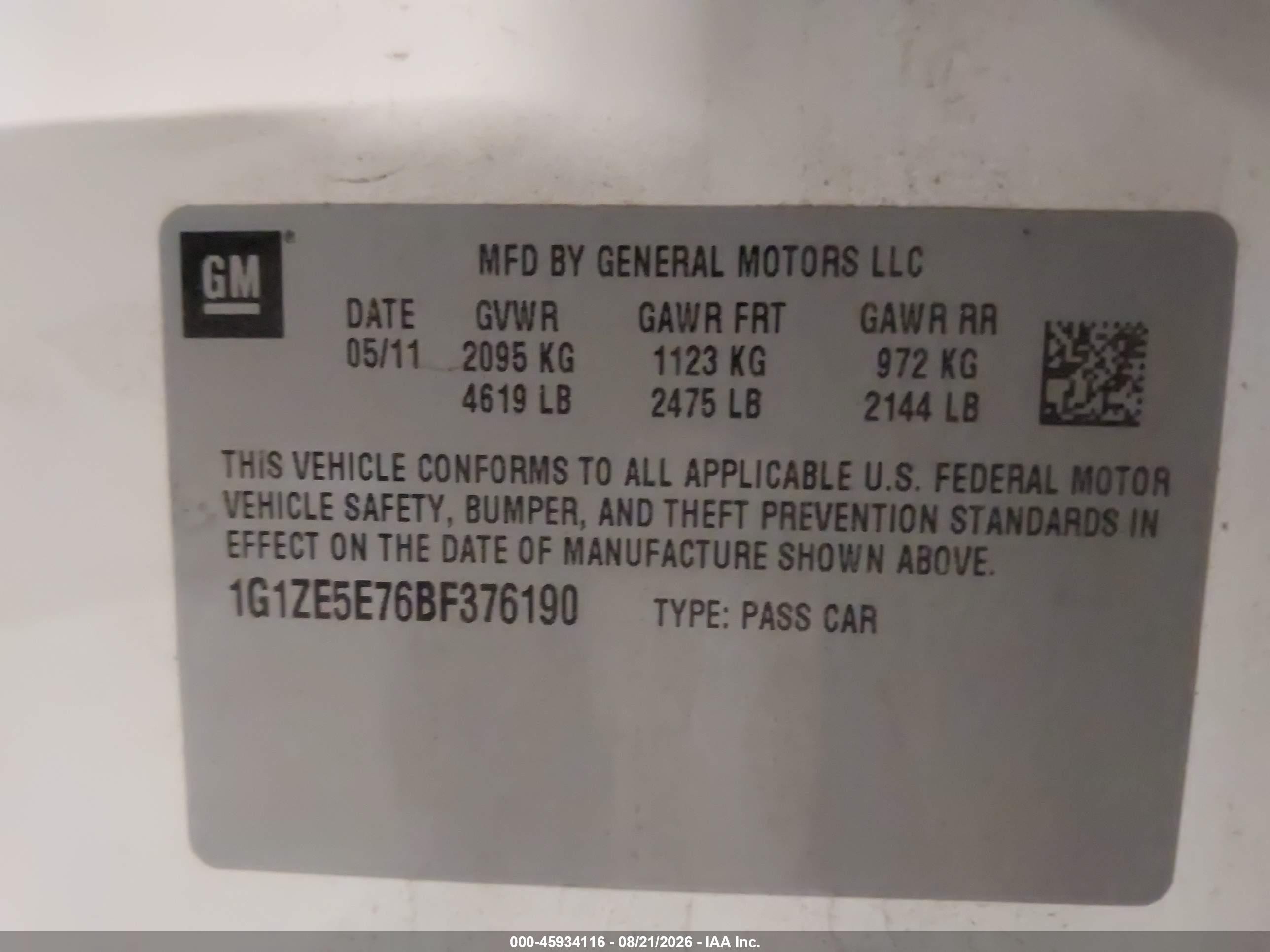 2011 Chevrolet Malibu Ltz White vin: 1G1ZE5E76BF376190
