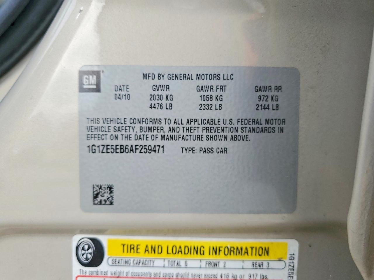 2010 Chevrolet Malibu Ltz Beige vin: 1G1ZE5EB6AF259471