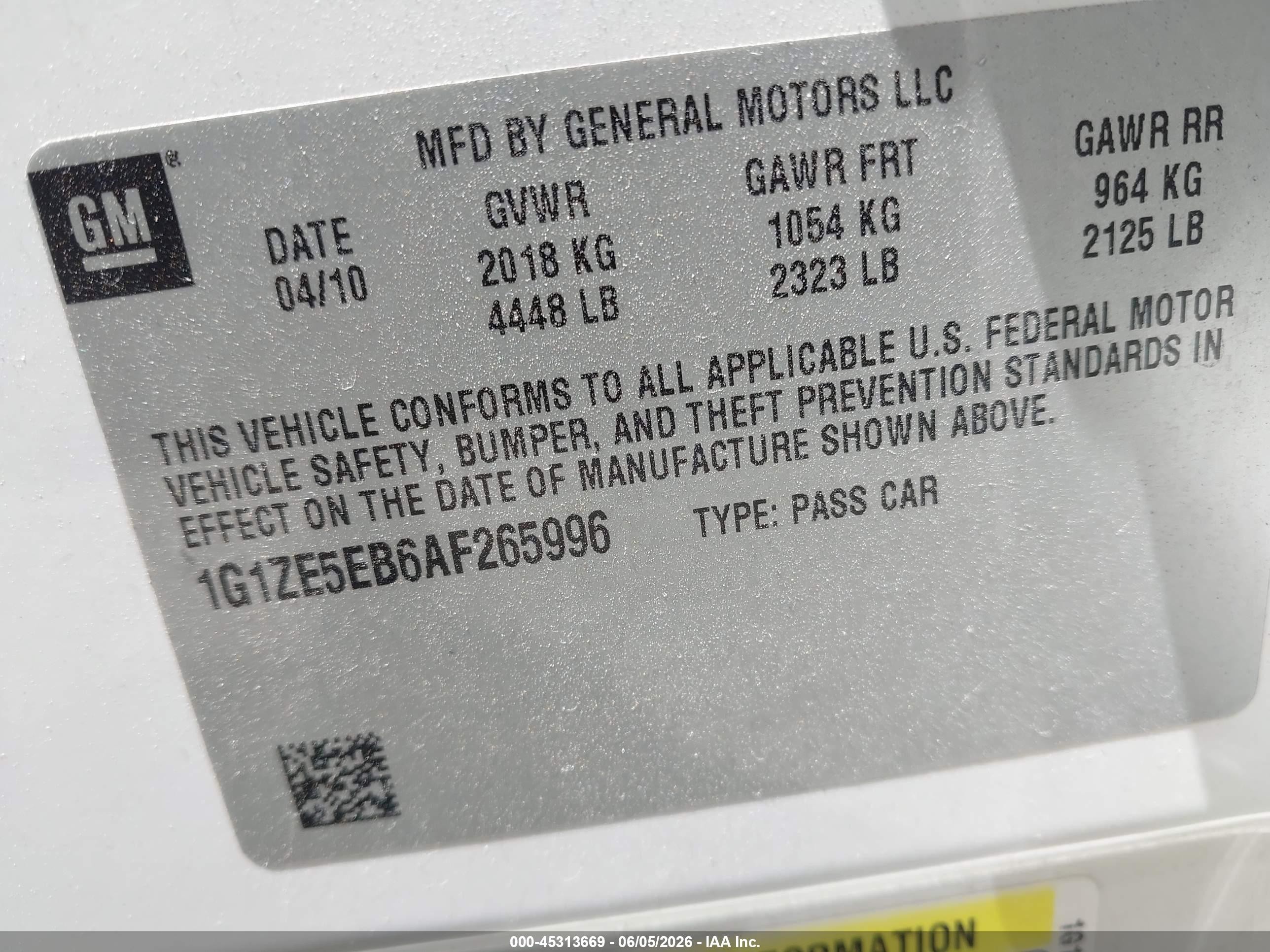 2010 Chevrolet Malibu Ltz White vin: 1G1ZE5EB6AF265996