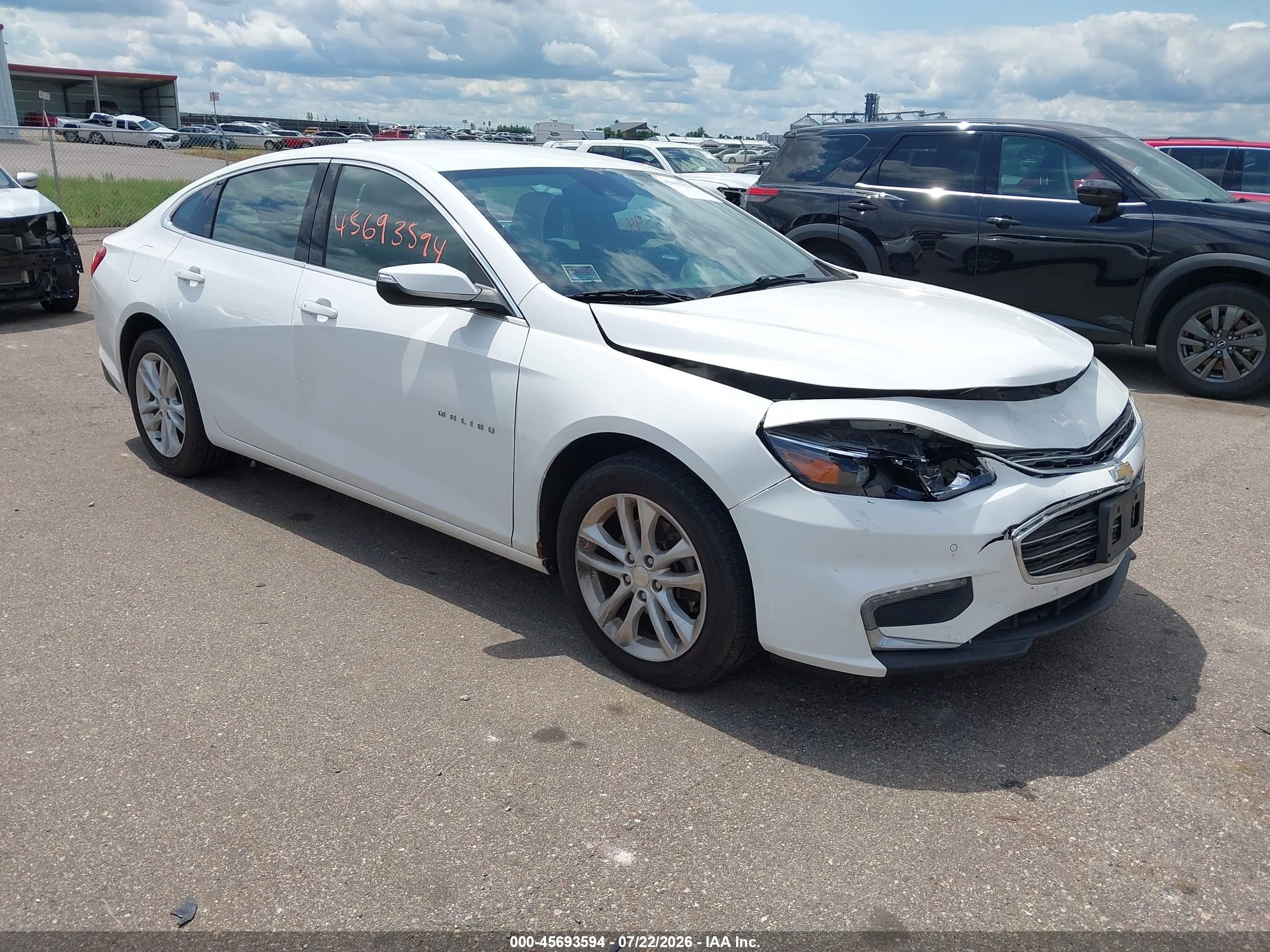 2017 Chevrolet Malibu 1lt Белый vin: 1G1ZE5ST7HF243657