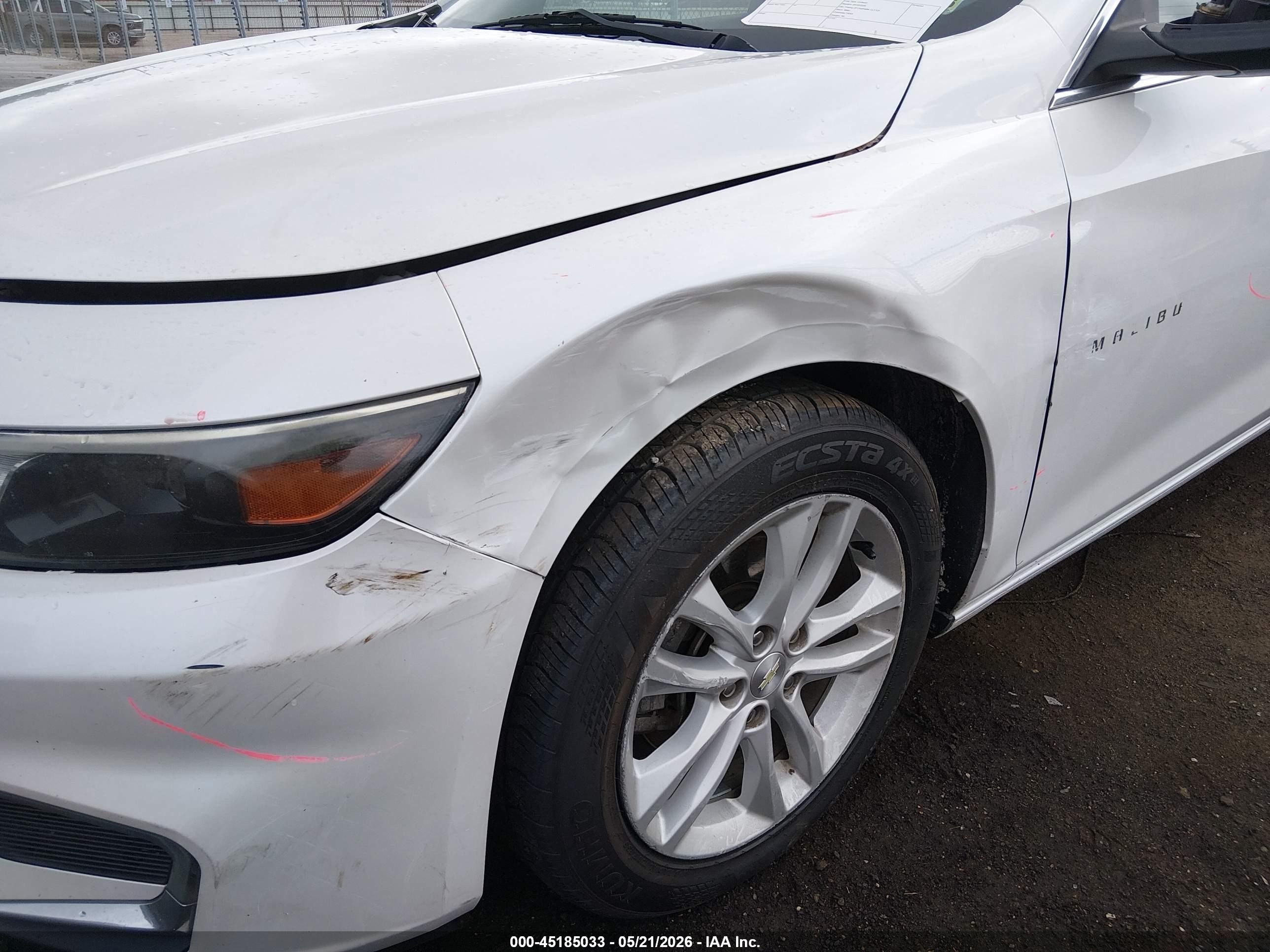 2016 Chevrolet Malibu 1lt White vin: 1G1ZE5ST9GF324027