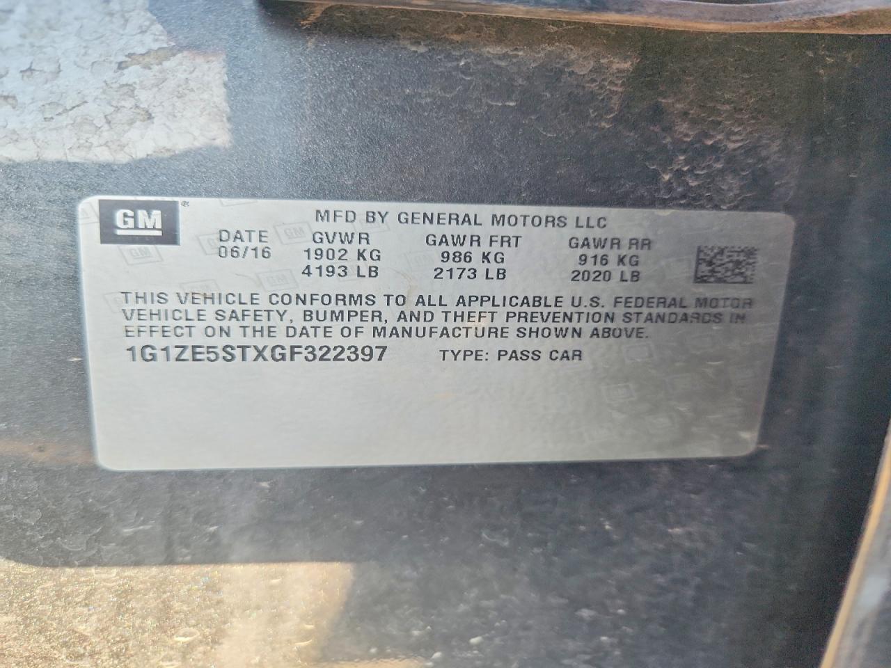 2016 Chevrolet Malibu Lt Серый vin: 1G1ZE5STXGF322397