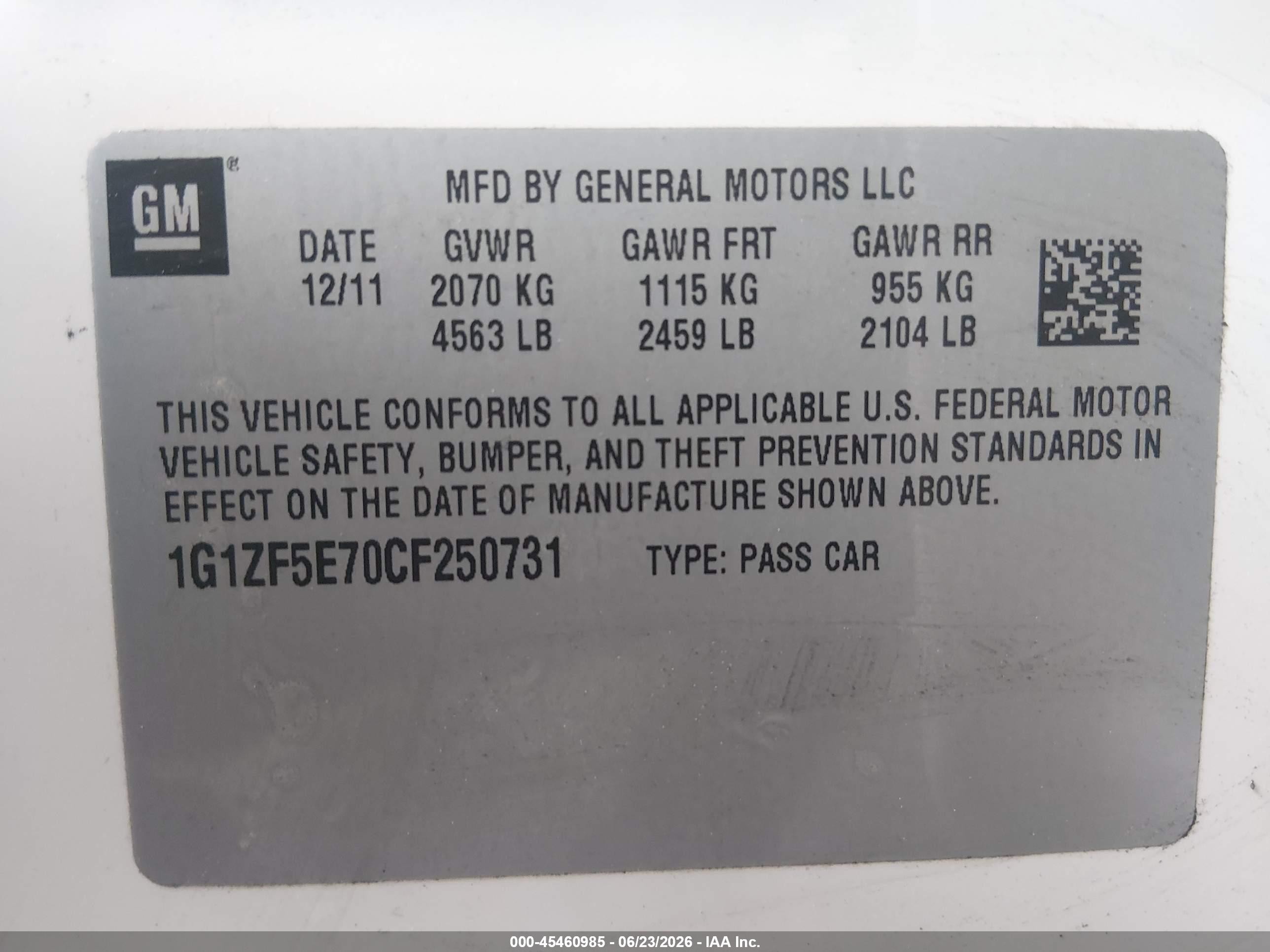 2012 Chevrolet Malibu 3lt Cream vin: 1G1ZF5E70CF250731