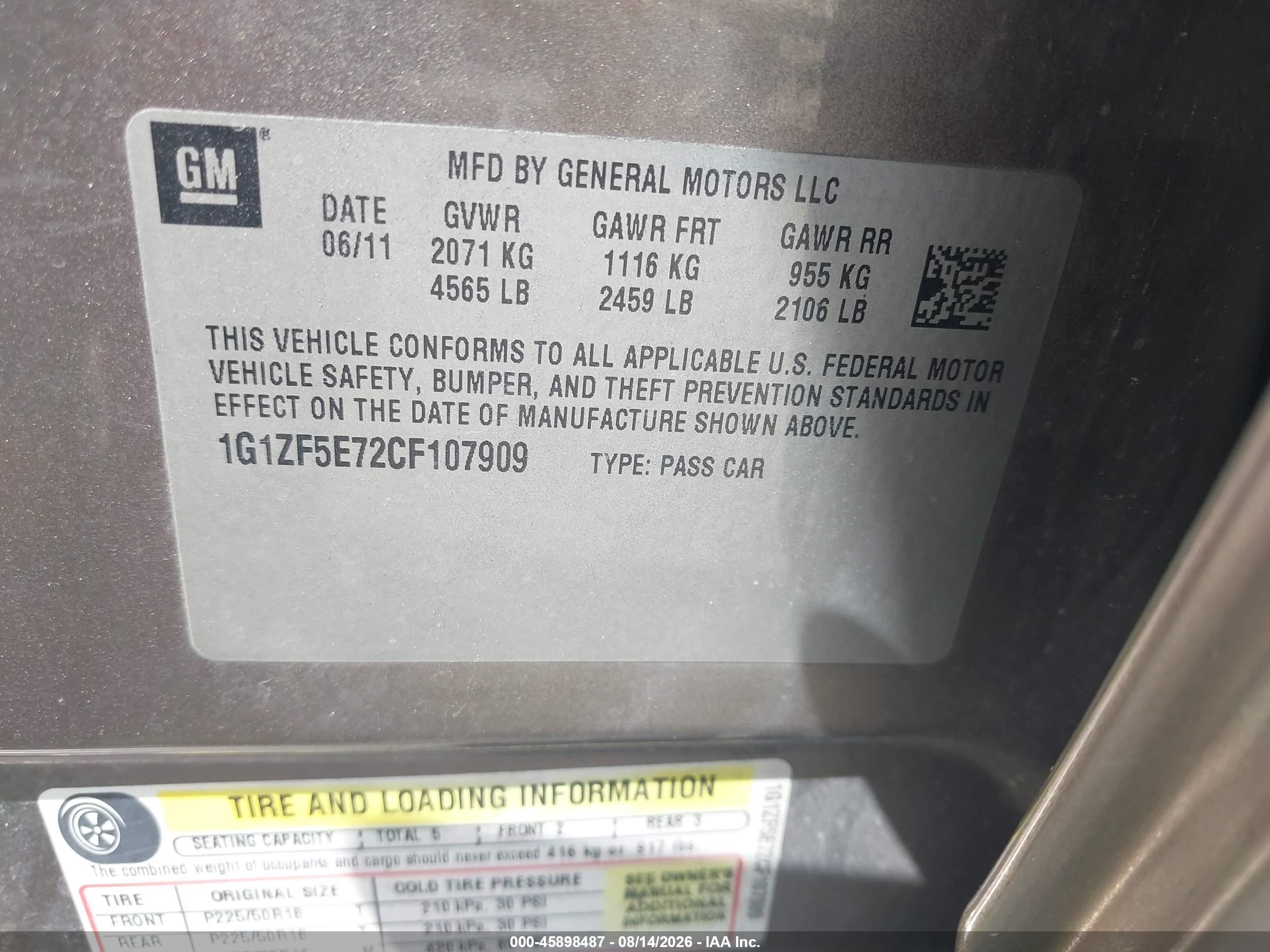 2012 Chevrolet Malibu 3lt Gold vin: 1G1ZF5E72CF107909