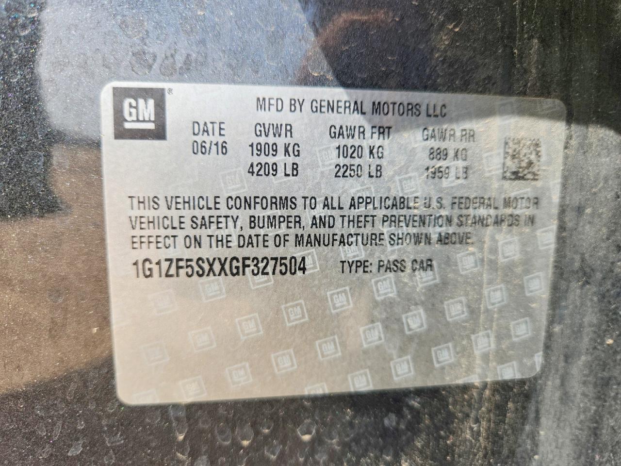 2016 Chevrolet Malibu Lt Charcoal vin: 1G1ZF5SXXGF327504