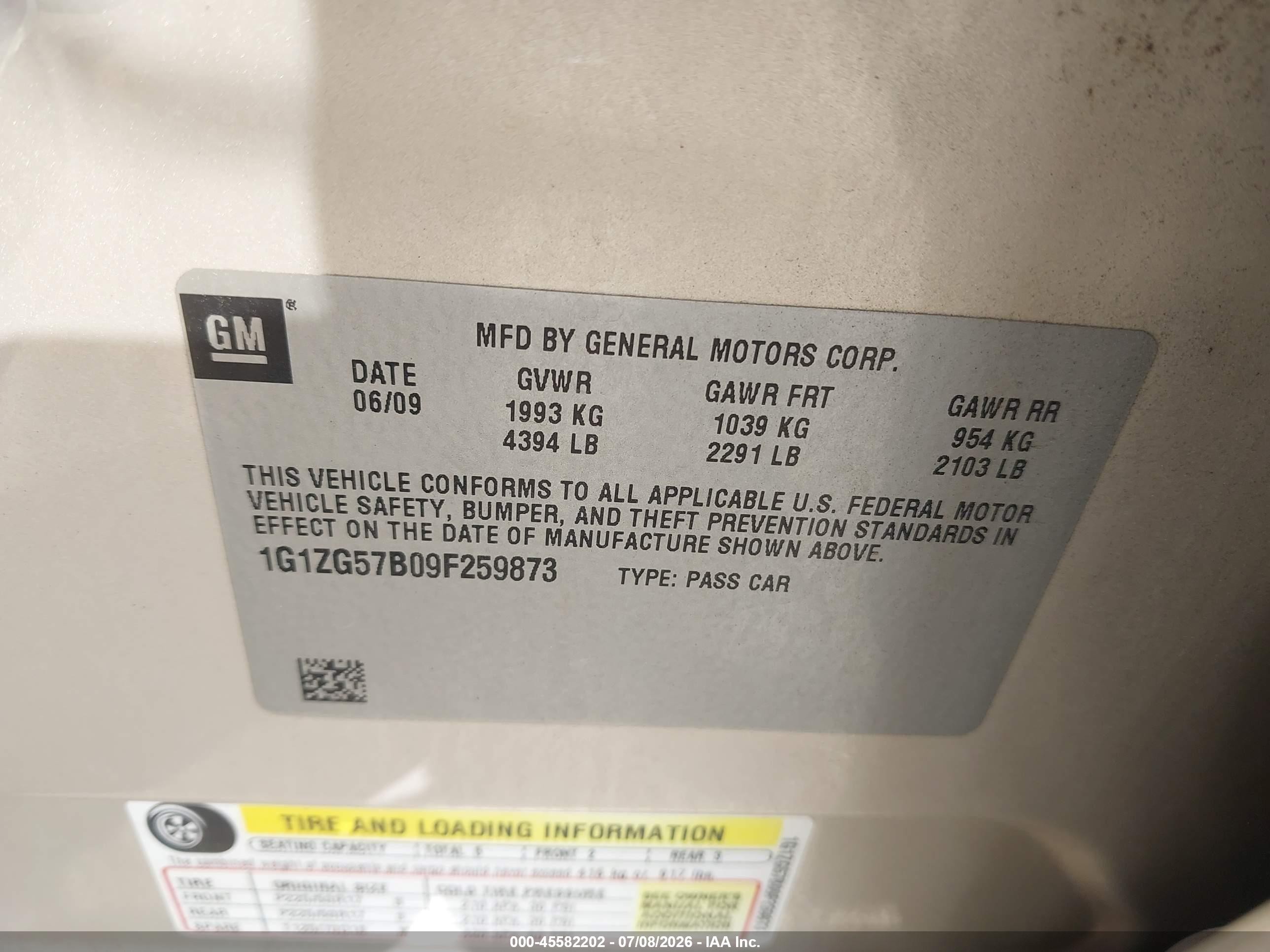 2009 Chevrolet Malibu Ls Gold vin: 1G1ZG57B09F259873