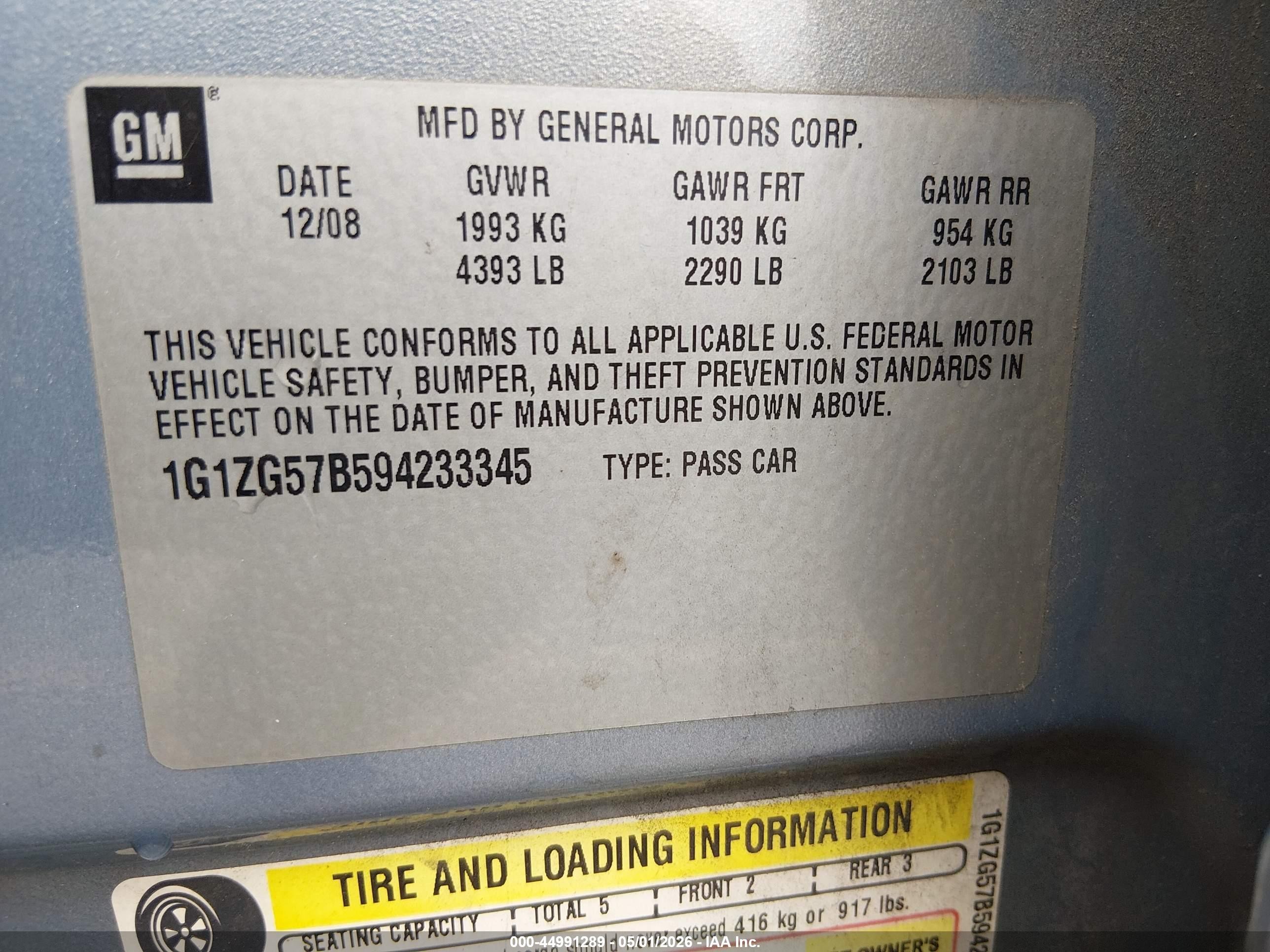 2009 Chevrolet Malibu Ls Light Blue vin: 1G1ZG57B594233345