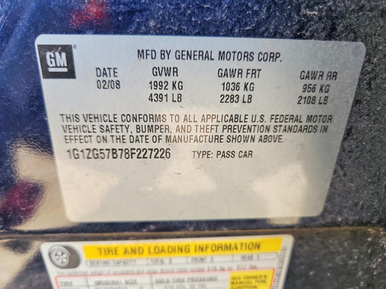 2008 Chevrolet Malibu Ls Blue vin: 1G1ZG57B78F227226