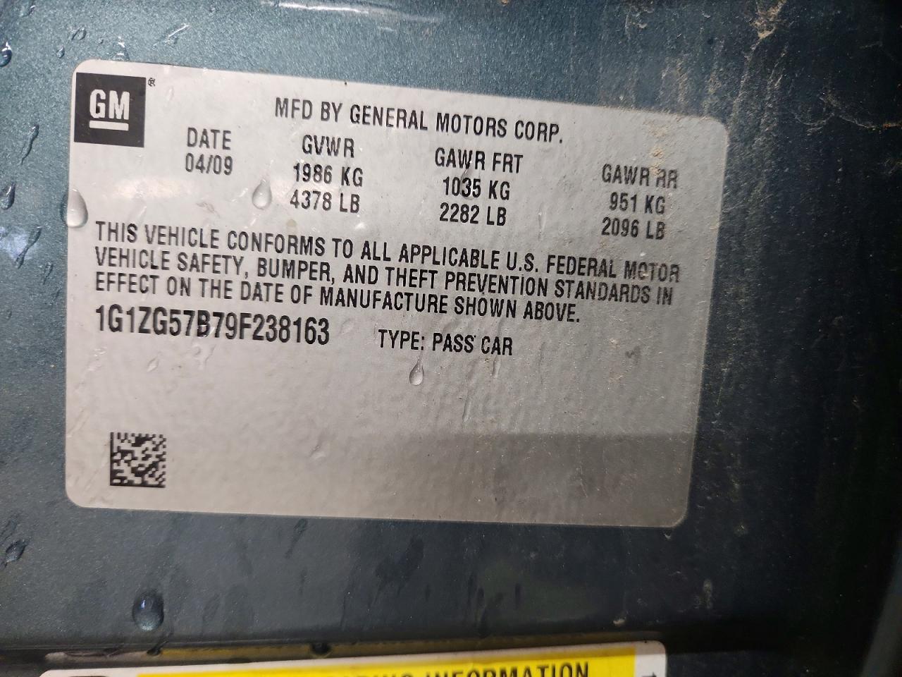 2009 Chevrolet Malibu Ls Blue vin: 1G1ZG57B79F238163