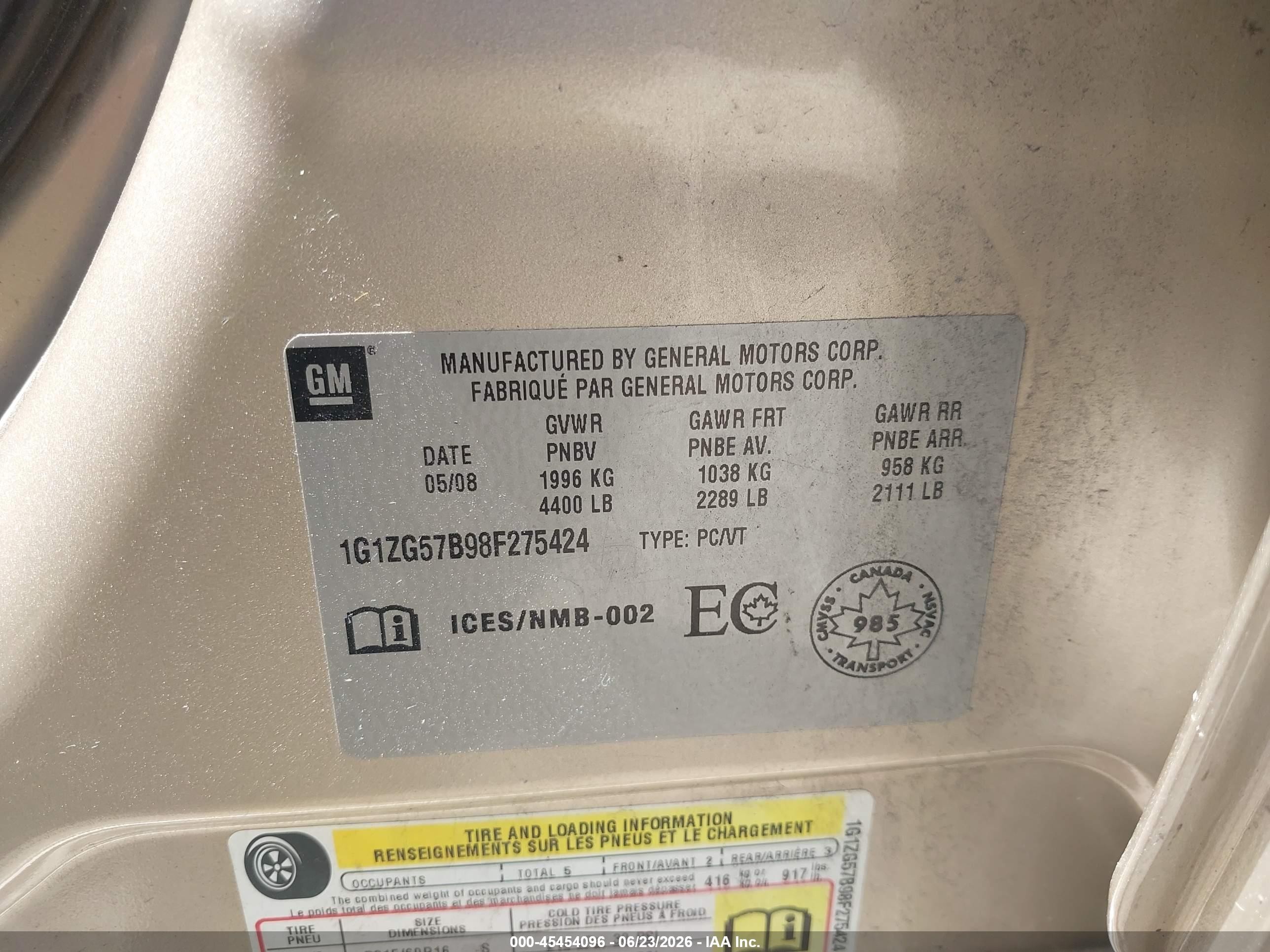 2008 Chevrolet Malibu Ls W/1ls Золотой vin: 1G1ZG57B98F275424