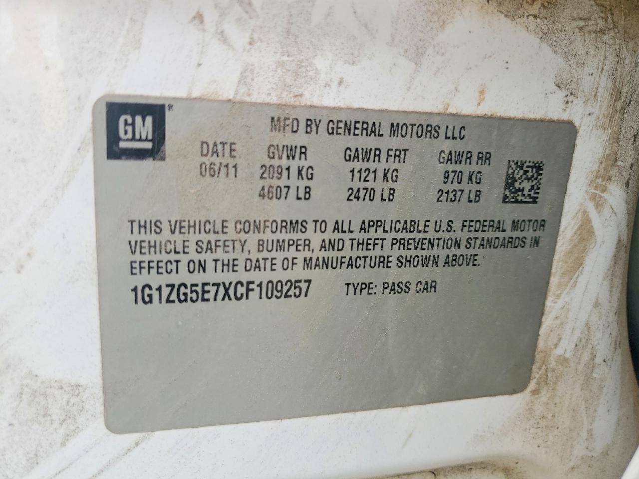 2012 Chevrolet Malibu Ltz White vin: 1G1ZG5E7XCF109257