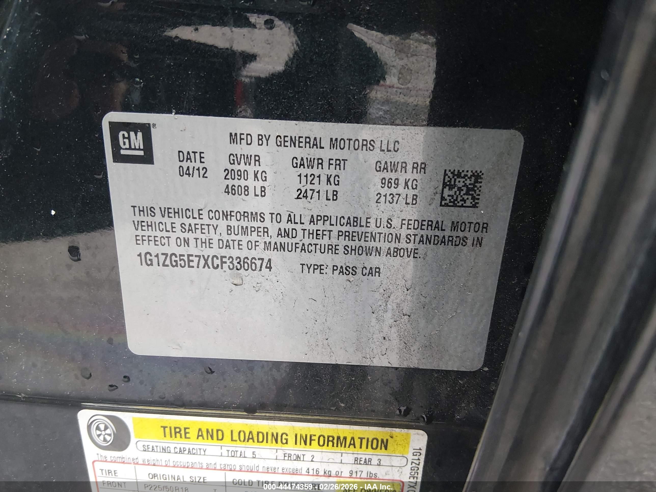 2012 Chevrolet Malibu 2lz Black vin: 1G1ZG5E7XCF336674