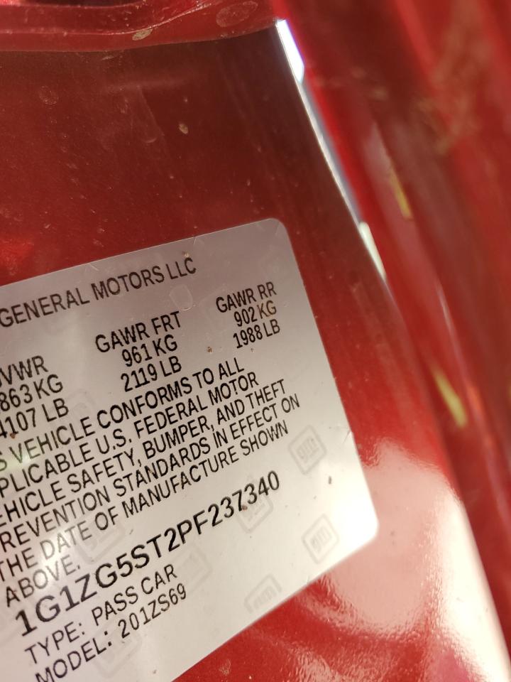 2023 Chevrolet Malibu Rs Red vin: 1G1ZG5ST2PF237340