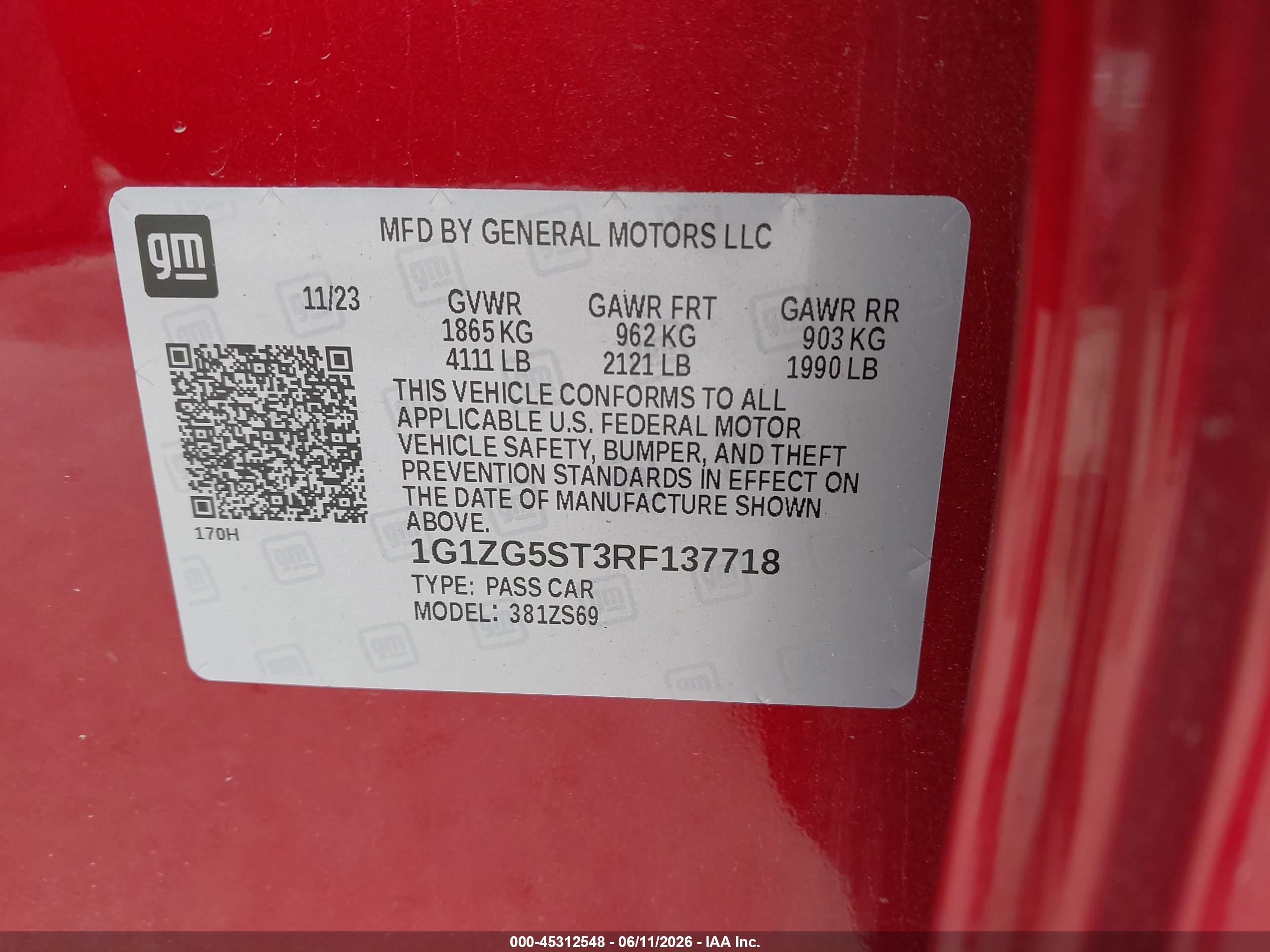 2024 Chevrolet Malibu Fwd Rs Красный vin: 1G1ZG5ST3RF137718