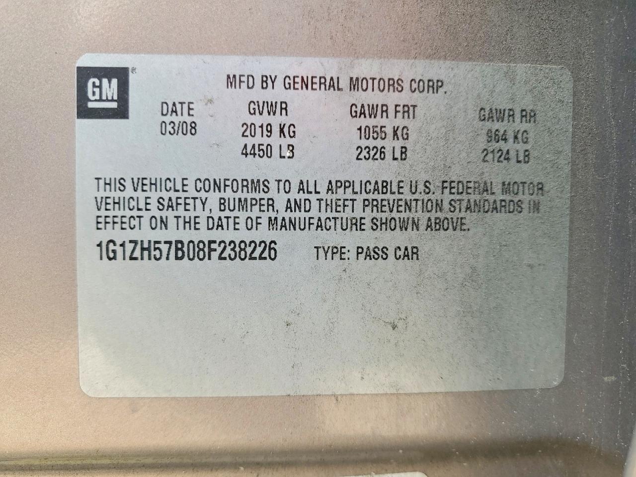 2008 Chevrolet Malibu 1lt Tan vin: 1G1ZH57B08F238226