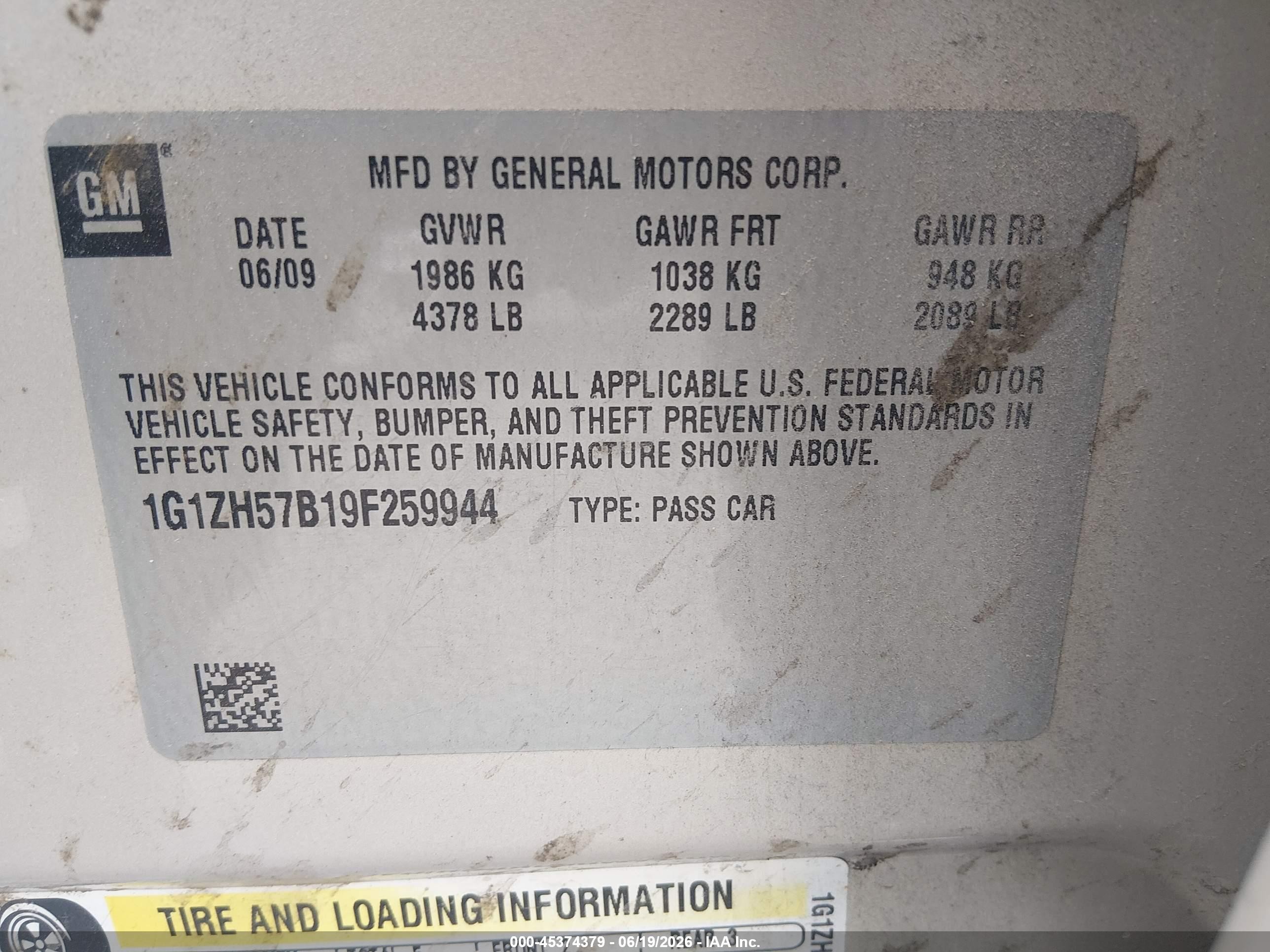 2009 Chevrolet Malibu Lt Tan vin: 1G1ZH57B19F259944