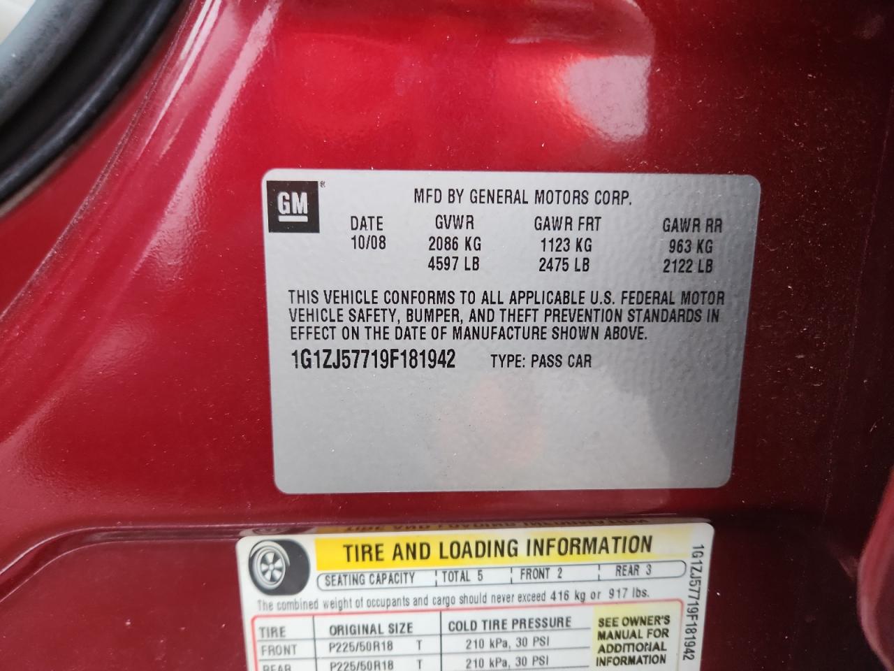 2009 Chevrolet Malibu 2lt Red vin: 1G1ZJ57719F181942