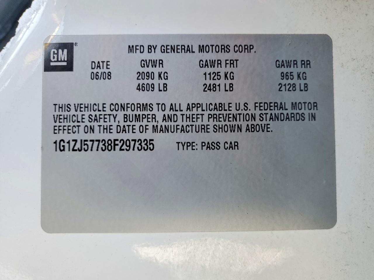 2008 Chevrolet Malibu 2lt White vin: 1G1ZJ57738F297335