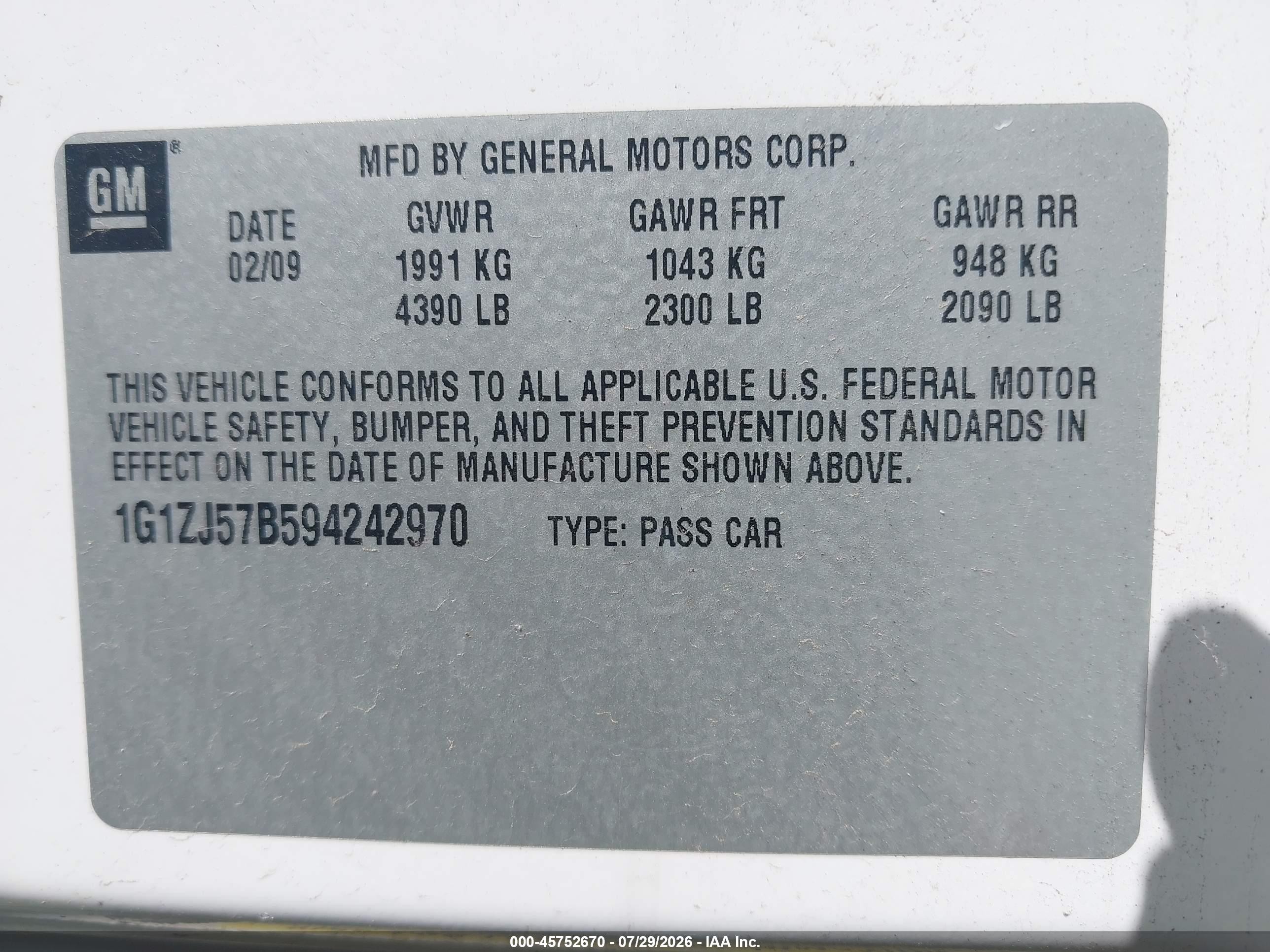 2009 Chevrolet Malibu Lt Белый vin: 1G1ZJ57B594242970