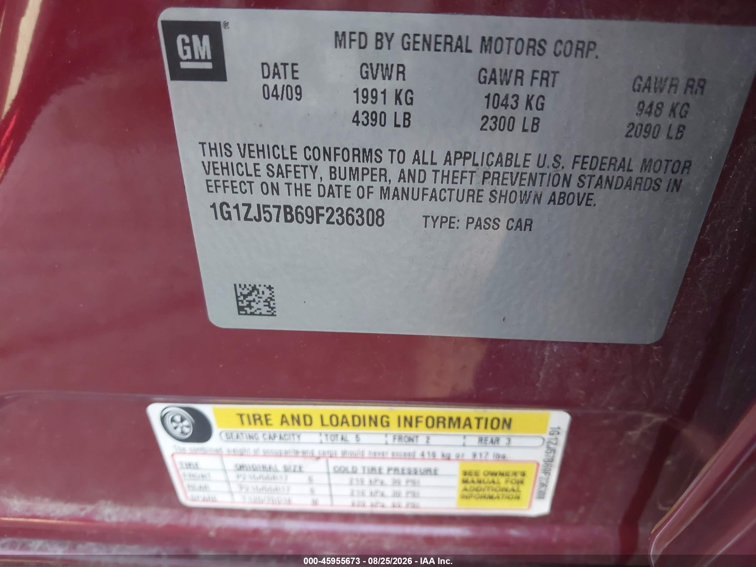 2009 Chevrolet Malibu Lt Красный vin: 1G1ZJ57B69F236308