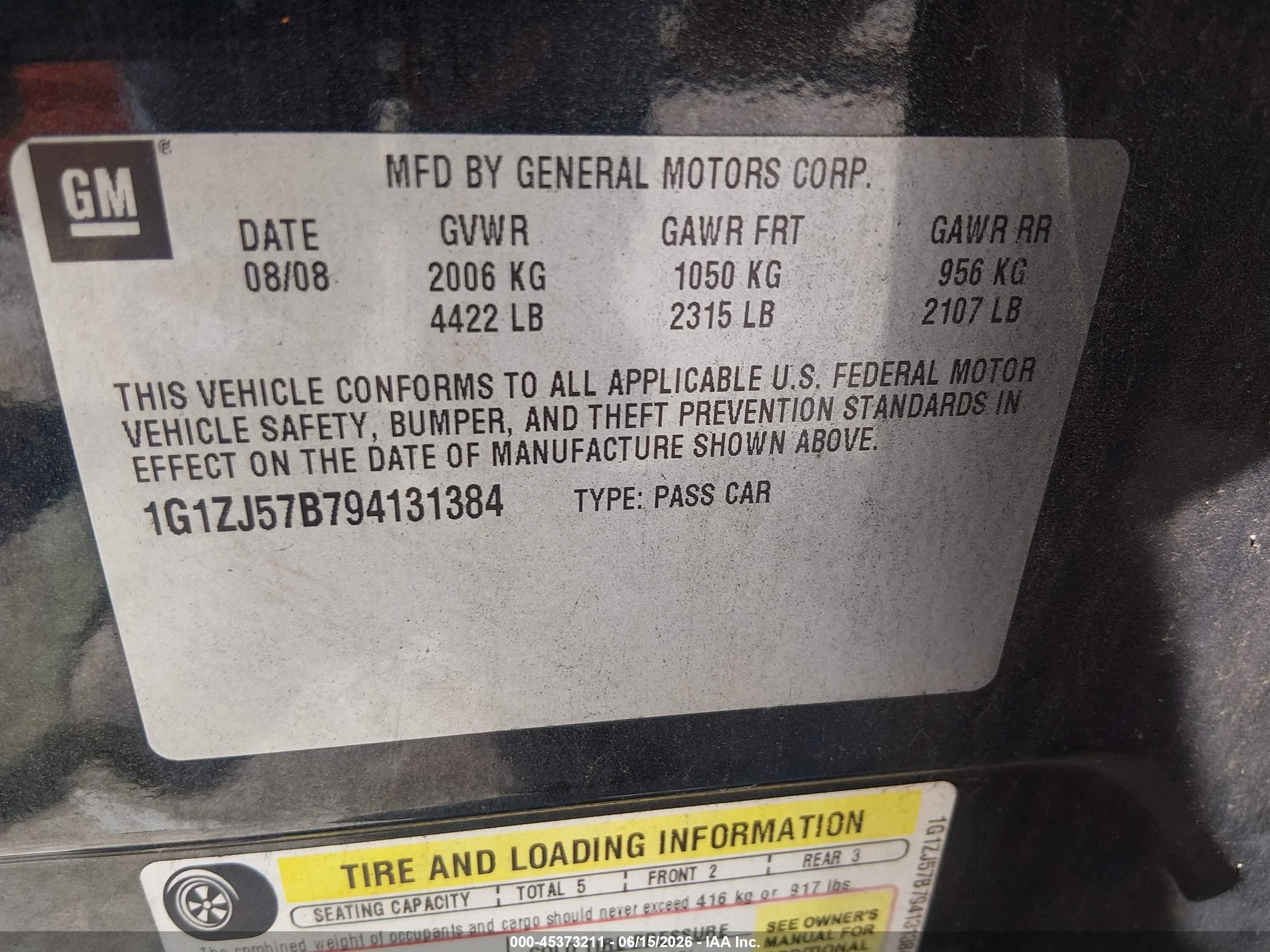 2009 Chevrolet Malibu Lt Black vin: 1G1ZJ57B794131384