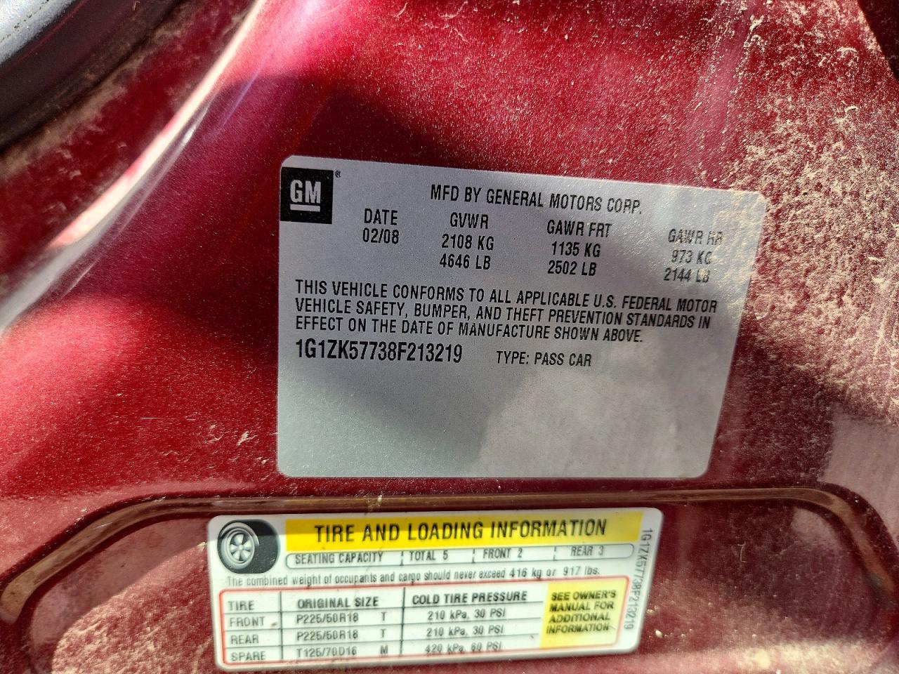 2008 Chevrolet Malibu Ltz Maroon vin: 1G1ZK57738F213219