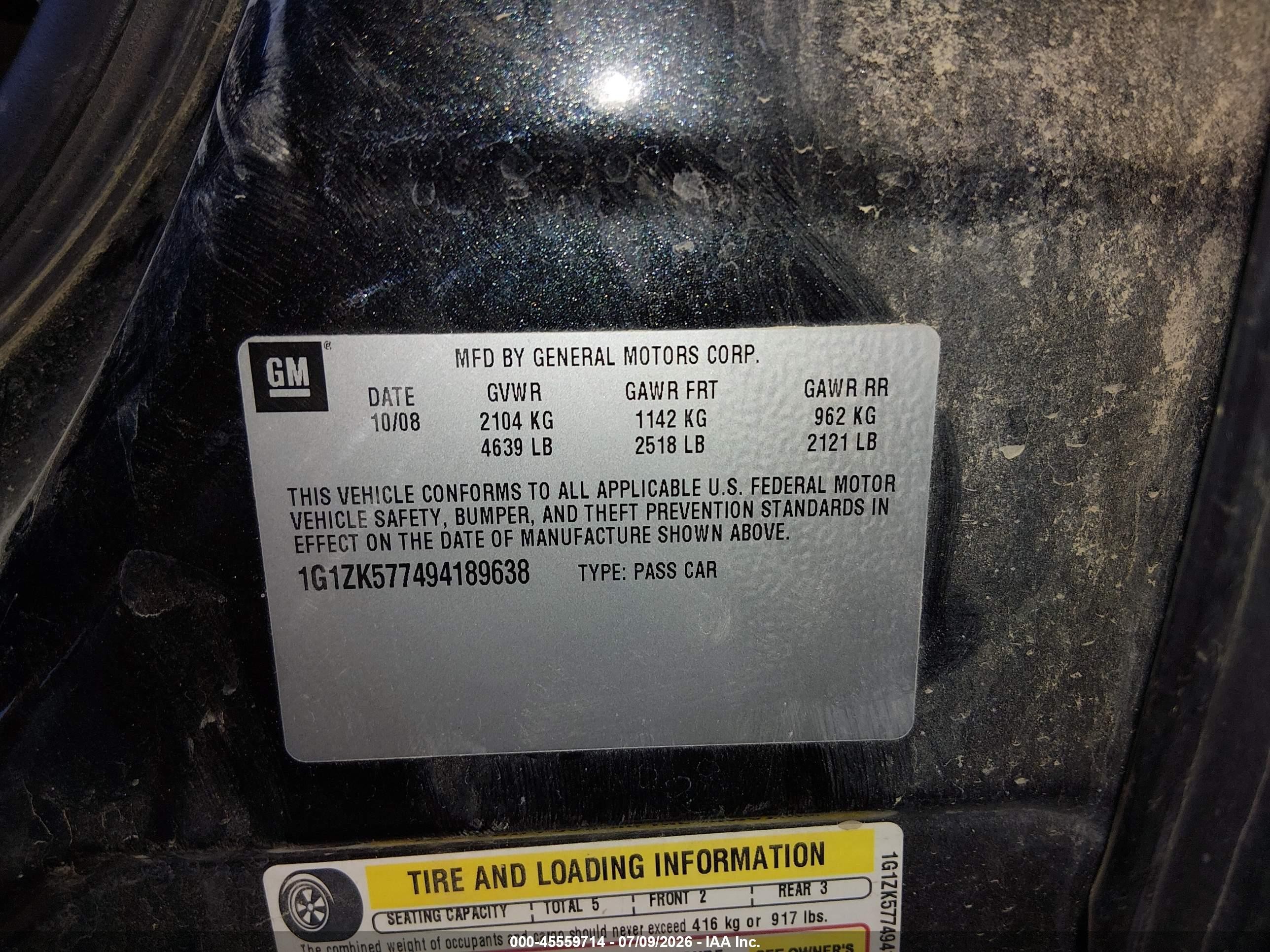 2009 Chevrolet Malibu Ltz Black vin: 1G1ZK577494189638