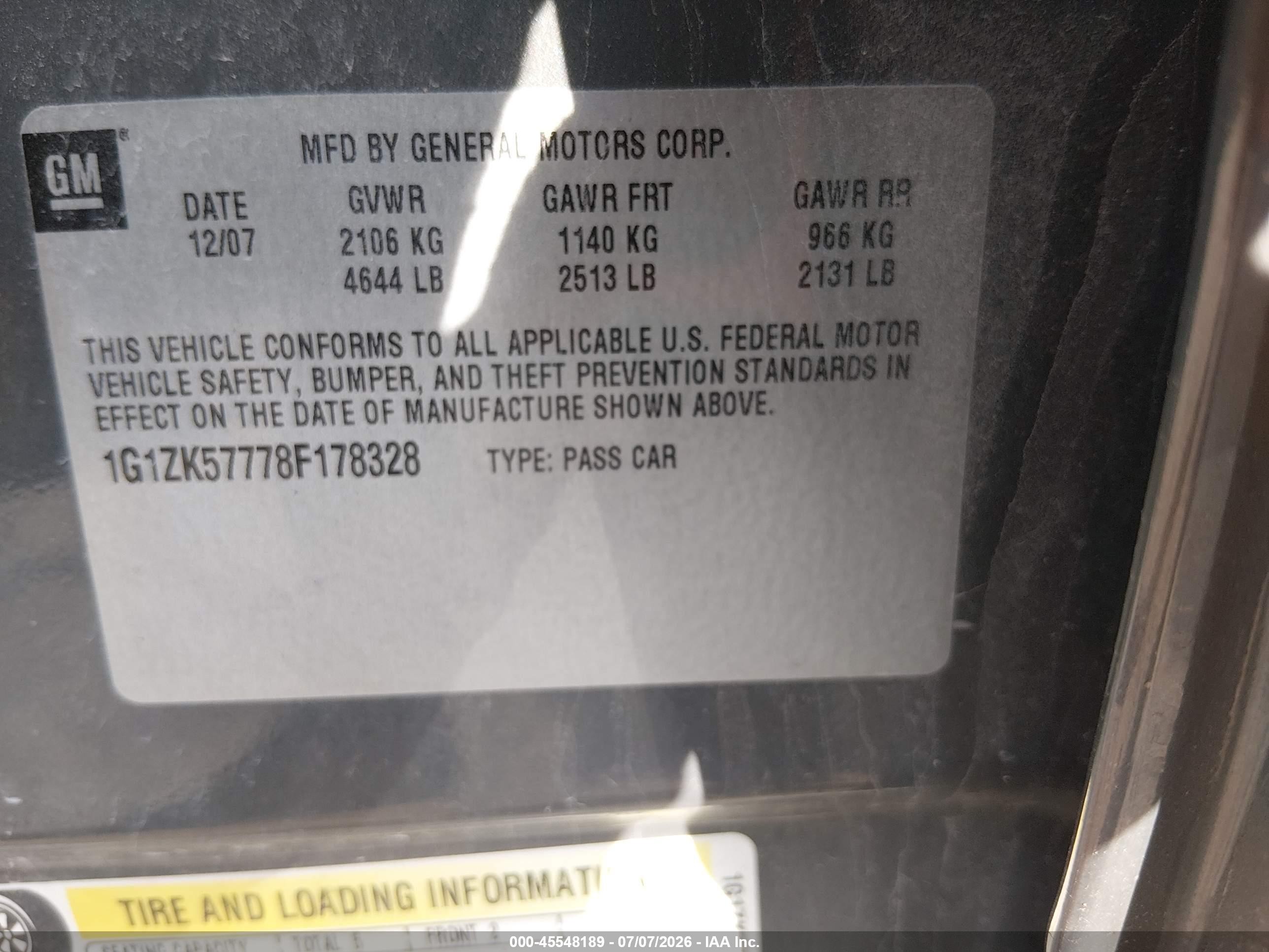 2008 Chevrolet Malibu Ltz Серый vin: 1G1ZK57778F178328