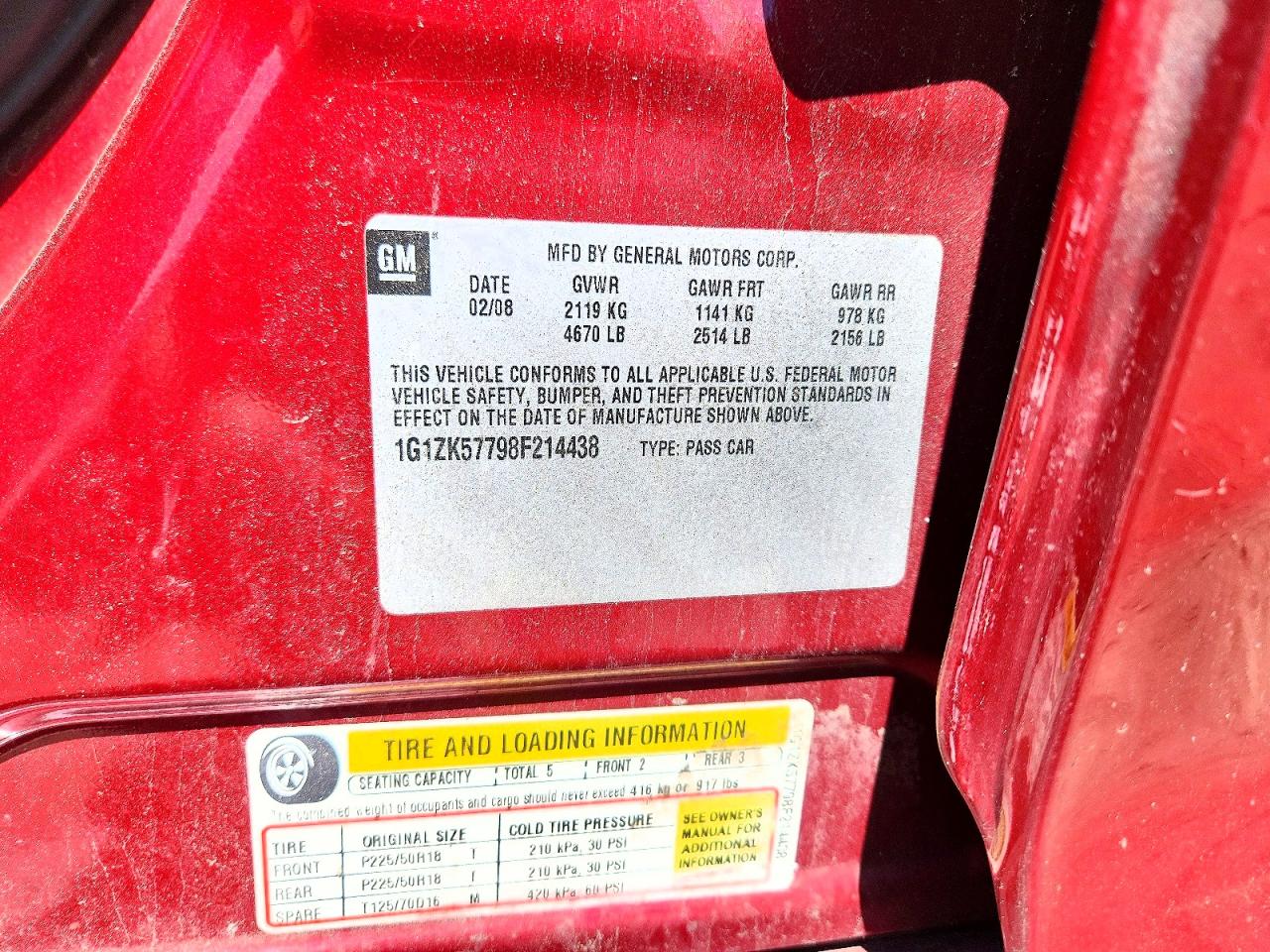 2008 Chevrolet Malibu Ltz Red vin: 1G1ZK57798F214438