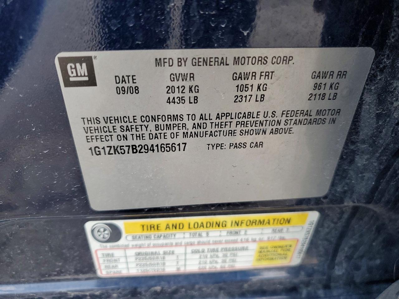 2009 Chevrolet Malibu Ltz Blue vin: 1G1ZK57B294165617