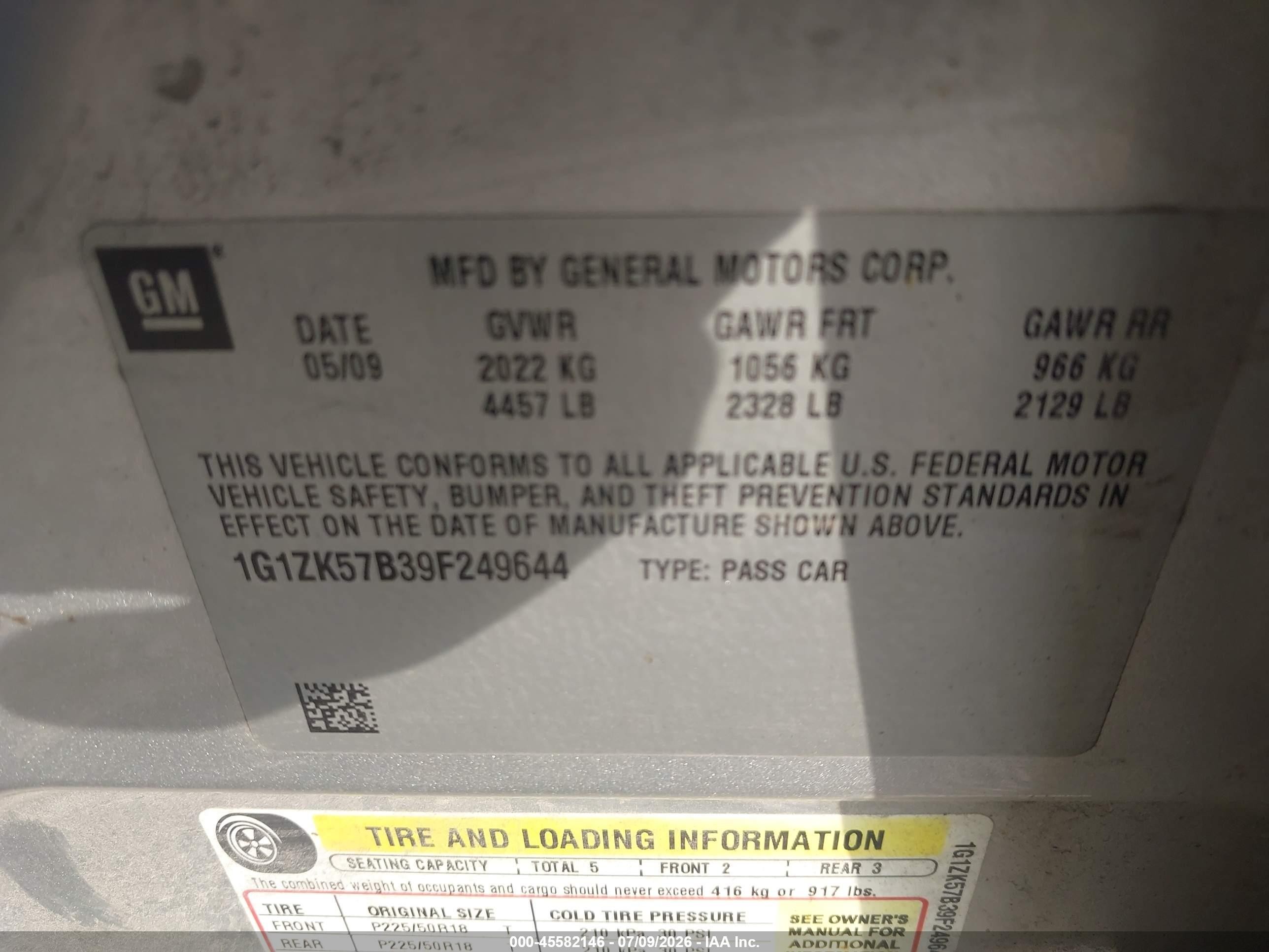 2009 Chevrolet Malibu Ltz Silver vin: 1G1ZK57B39F249644