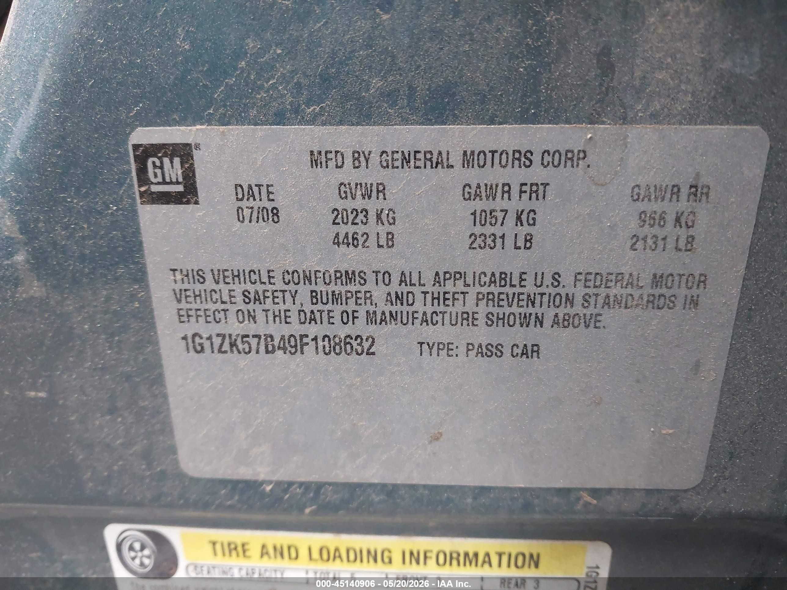 2009 Chevrolet Malibu Ltz Зеленый vin: 1G1ZK57B49F108632