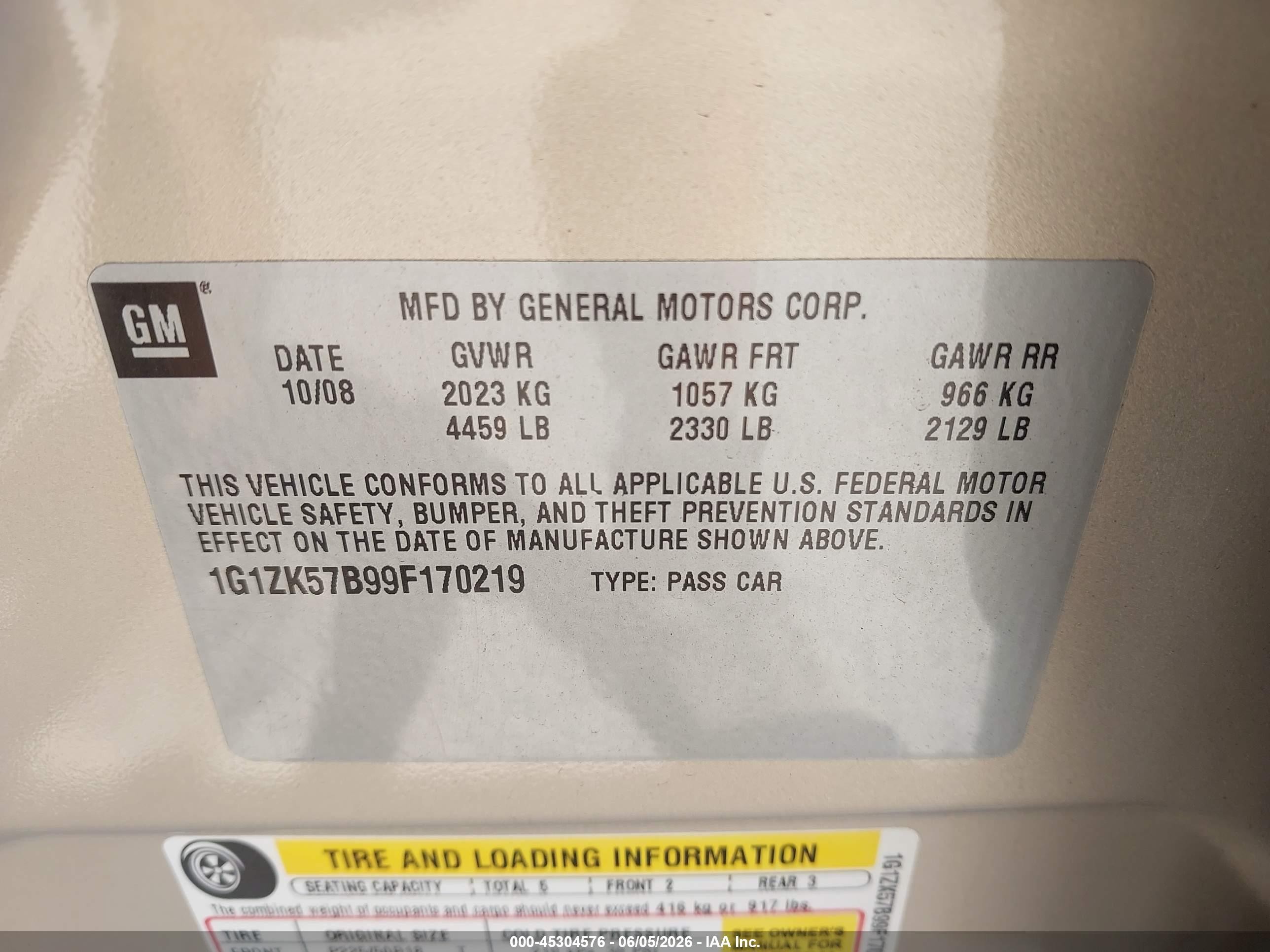 2009 Chevrolet Malibu Ltz Beige vin: 1G1ZK57B99F170219