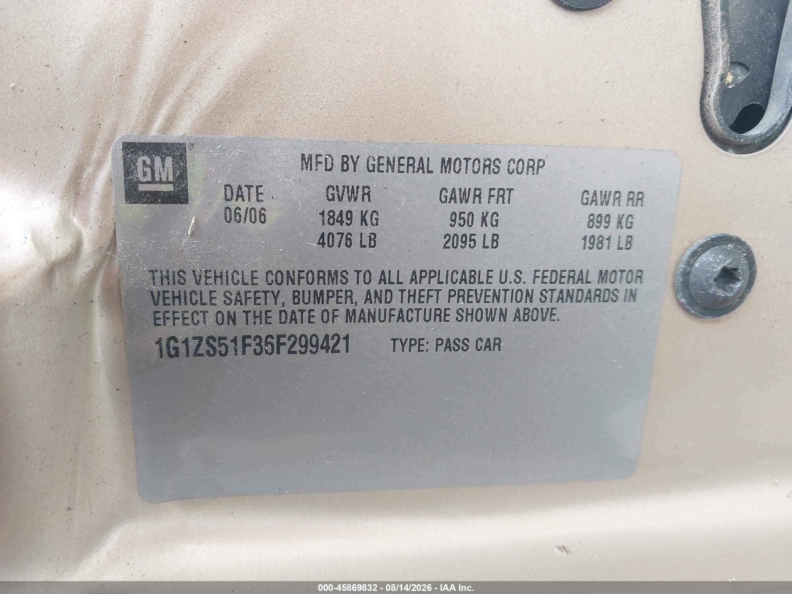 2006 Chevrolet Malibu Ls Gold vin: 1G1ZS51F36F299421