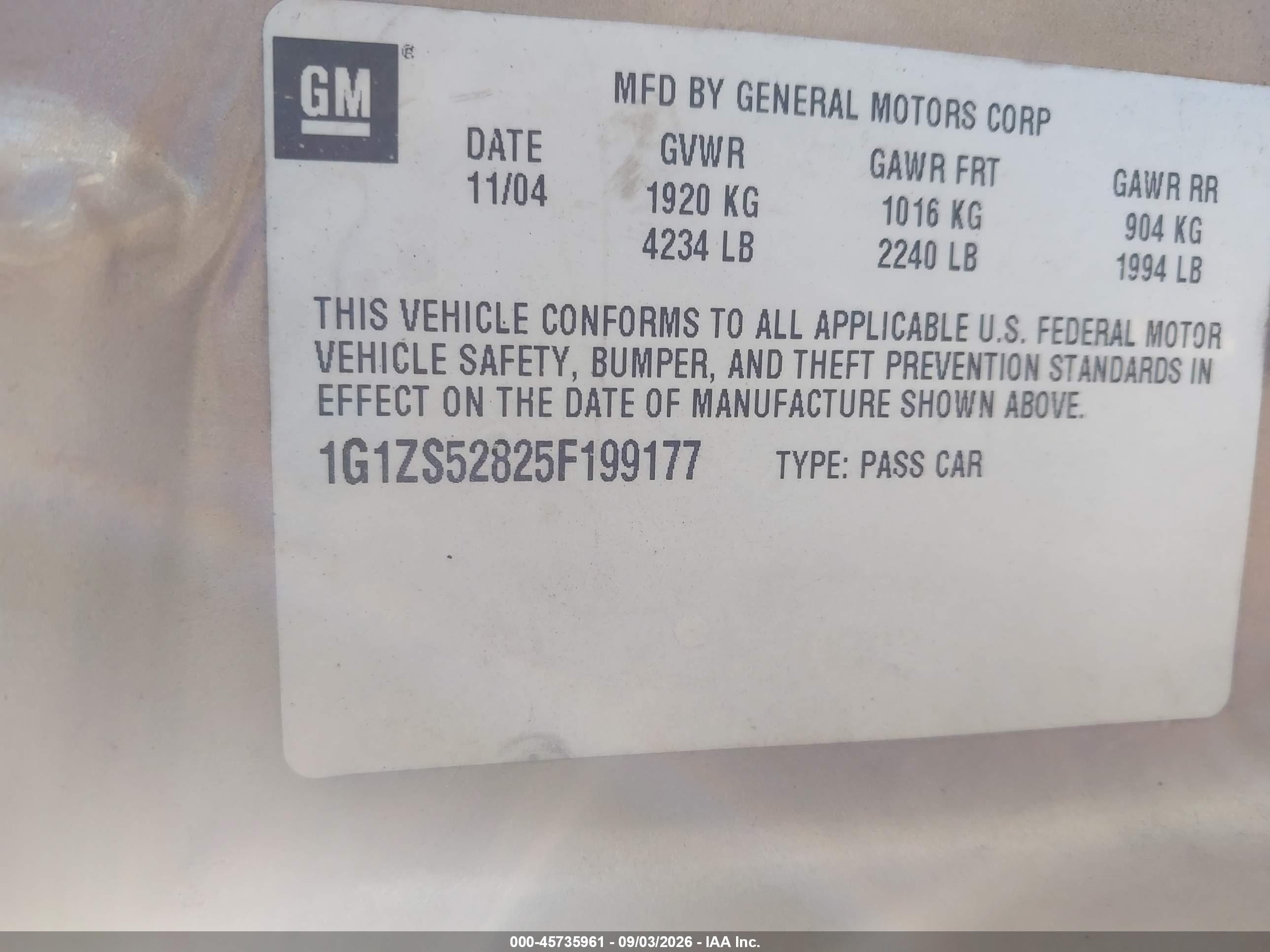 2005 Chevrolet Malibu   Gold vin: 1G1ZS52825F199177