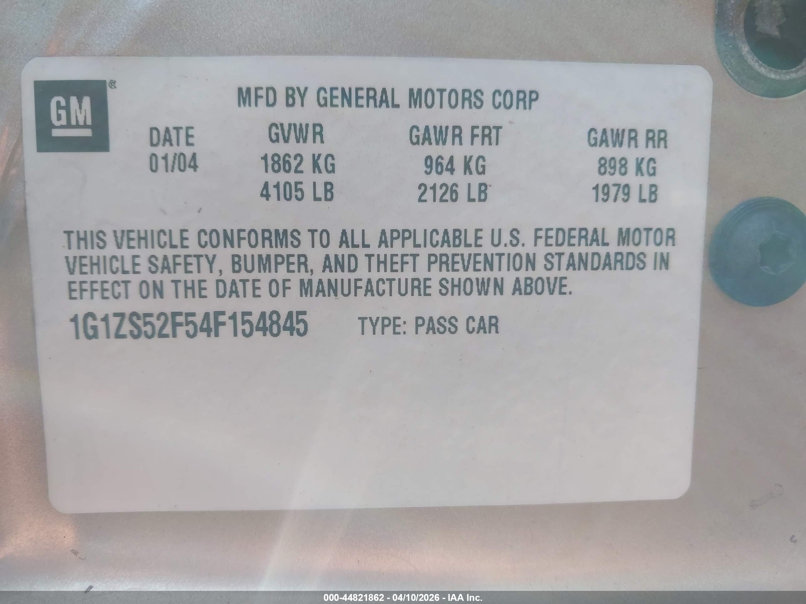 2004 Chevrolet Malibu   Gold vin: 1G1ZS52F54F154845