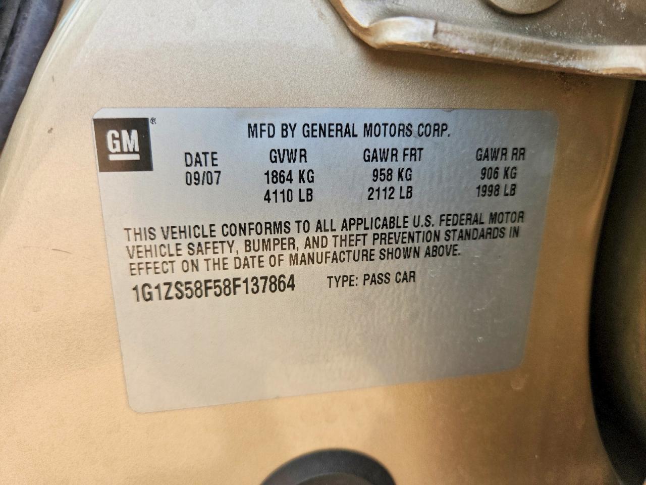 2008 Chevrolet Malibu Ls Золотой vin: 1G1ZS58F58F137864