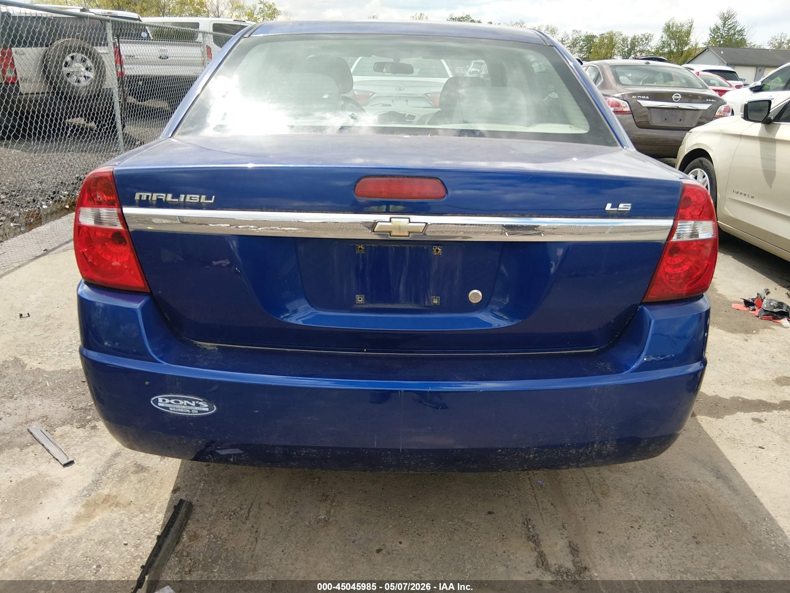 2007 Chevrolet Malibu Ls Blue vin: 1G1ZS58F67F124605